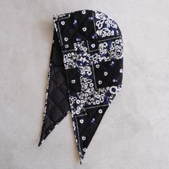 Patchwork Bandana Quilted Hood -スカーフ-（Black×Blue / ブラック×ブルー）