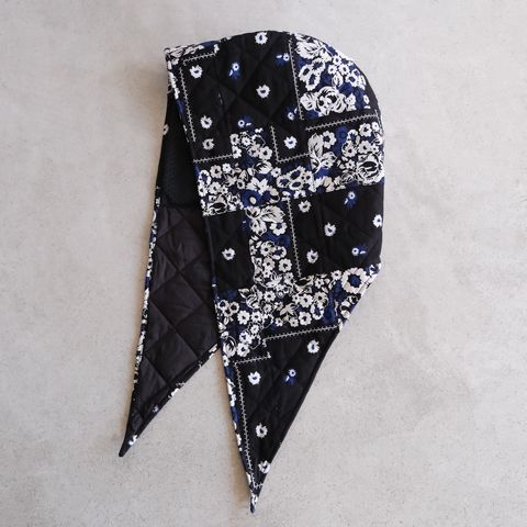 Patchwork Bandana Quilted Hood -スカーフ-（Black×Blue / ブラック×ブルー）