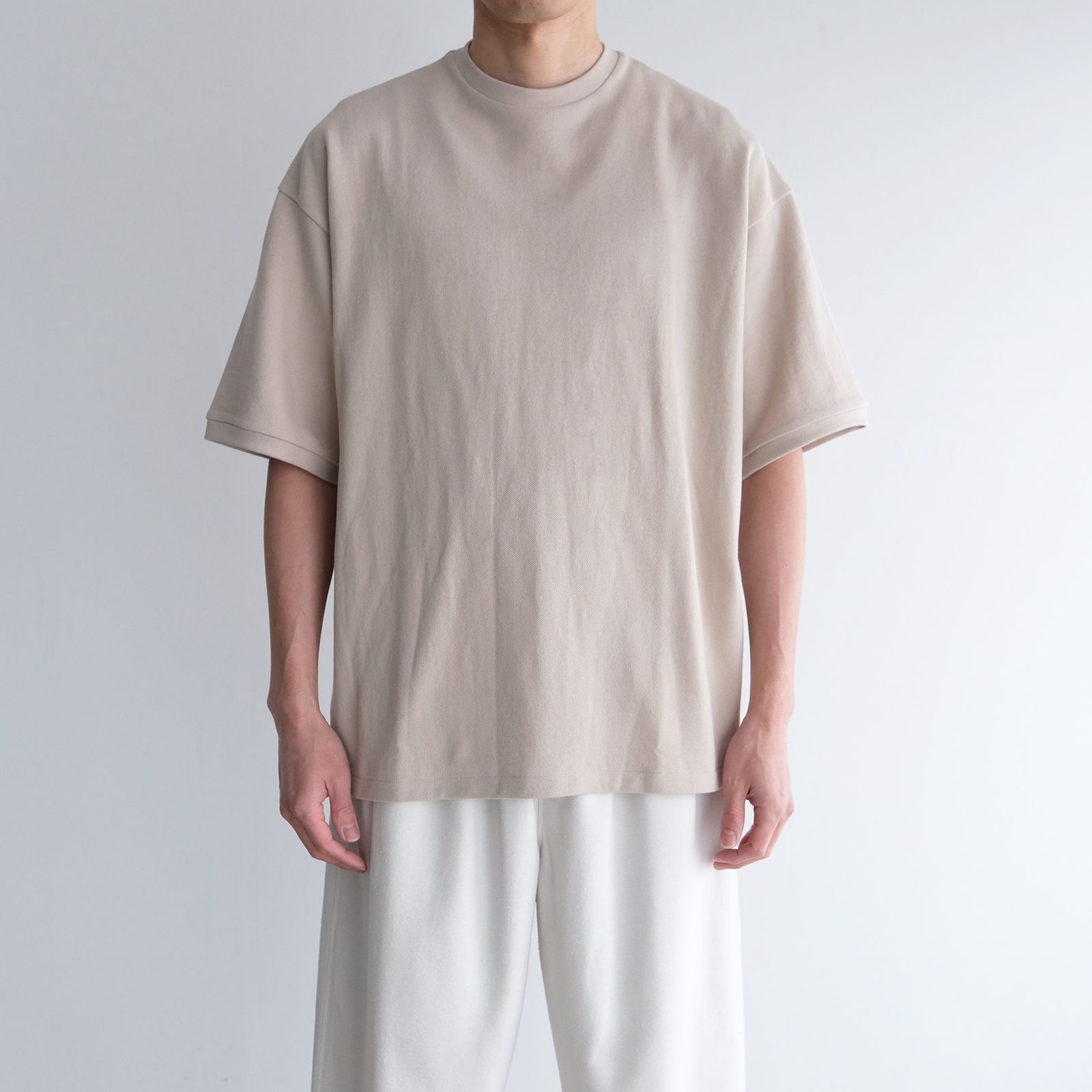 Cotton Pique Jersey Crew Neck Tee -Tシャツ-（Beige / ベージュ）