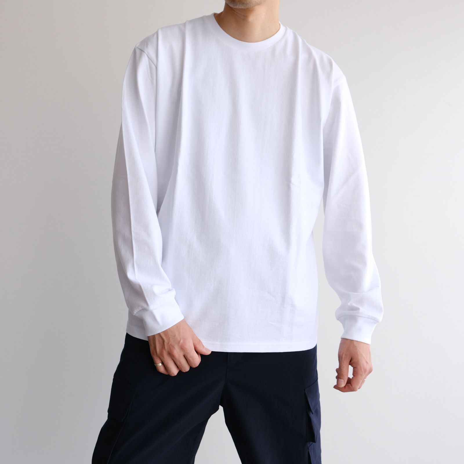 L/S Crew Neck Tee -Tシャツ-（White / ホワイト）GU254-70002B