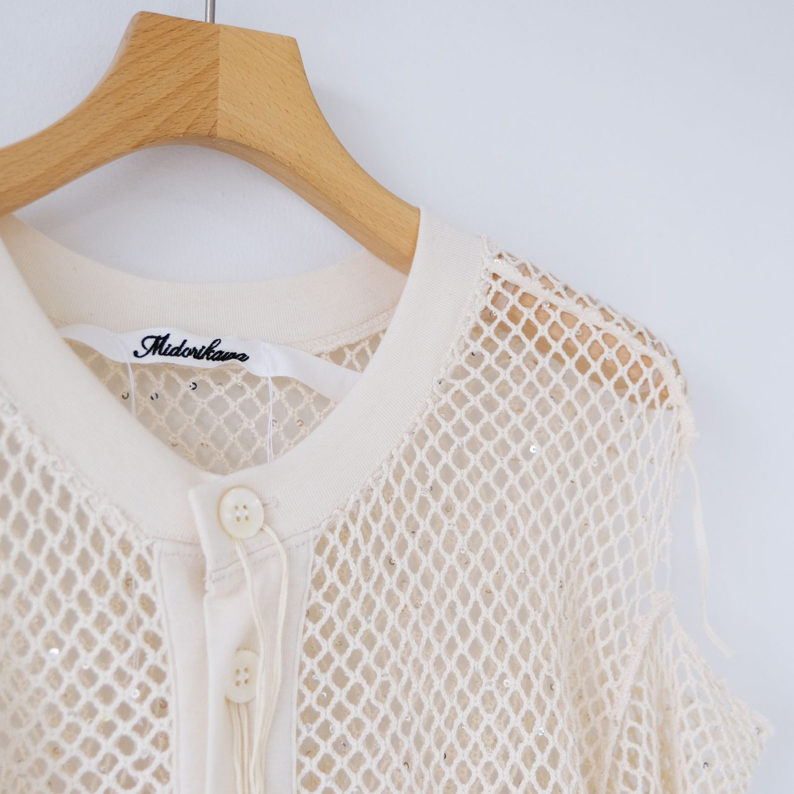 Midorikawa - Sequin Mesh Shirts -シャツ-（Ivory / アイボリー） | STACK STORE