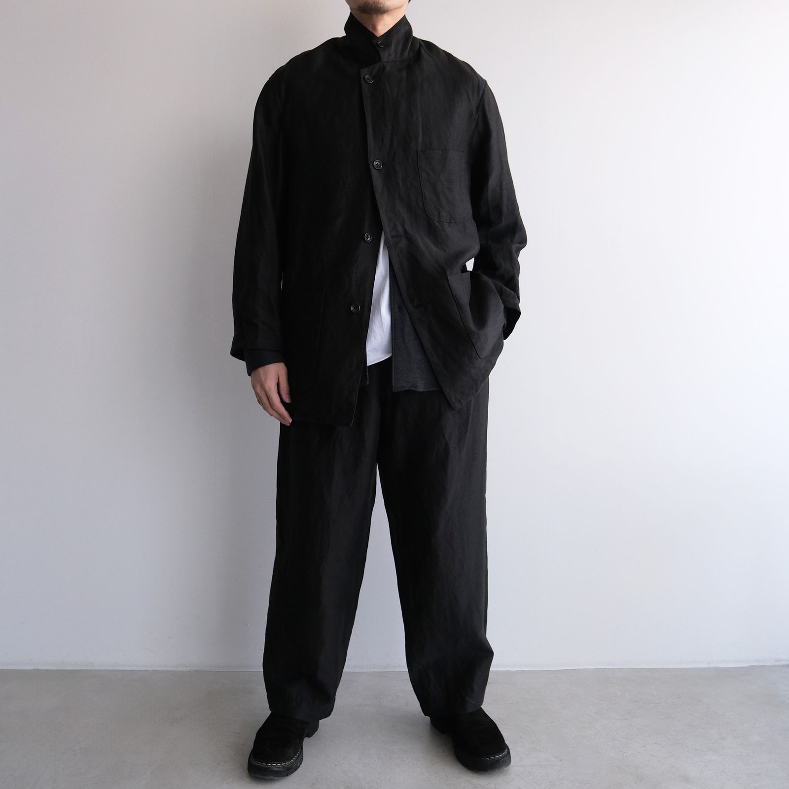 Linen Cupro Back Satin Work Jacket -ジャケット-（Black / ブラック）GM261-20370