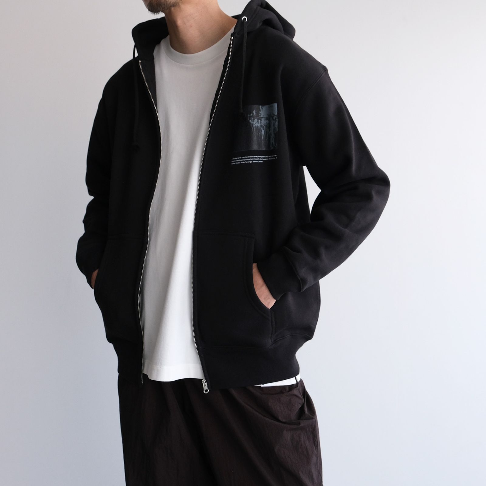 Wall Zip Hoodie -パーカー-（Black / ブラック）