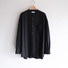 Wool Smooth Flannel Oversized Band Collar Shirt -シャツ-（Gray / グレー）