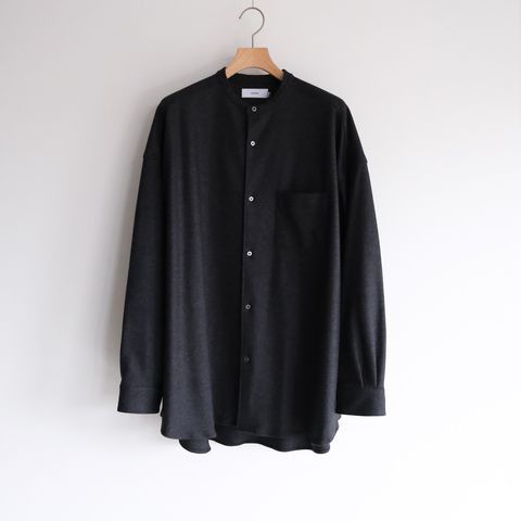 Wool Smooth Flannel Oversized Band Collar Shirt -シャツ-（Gray / グレー）