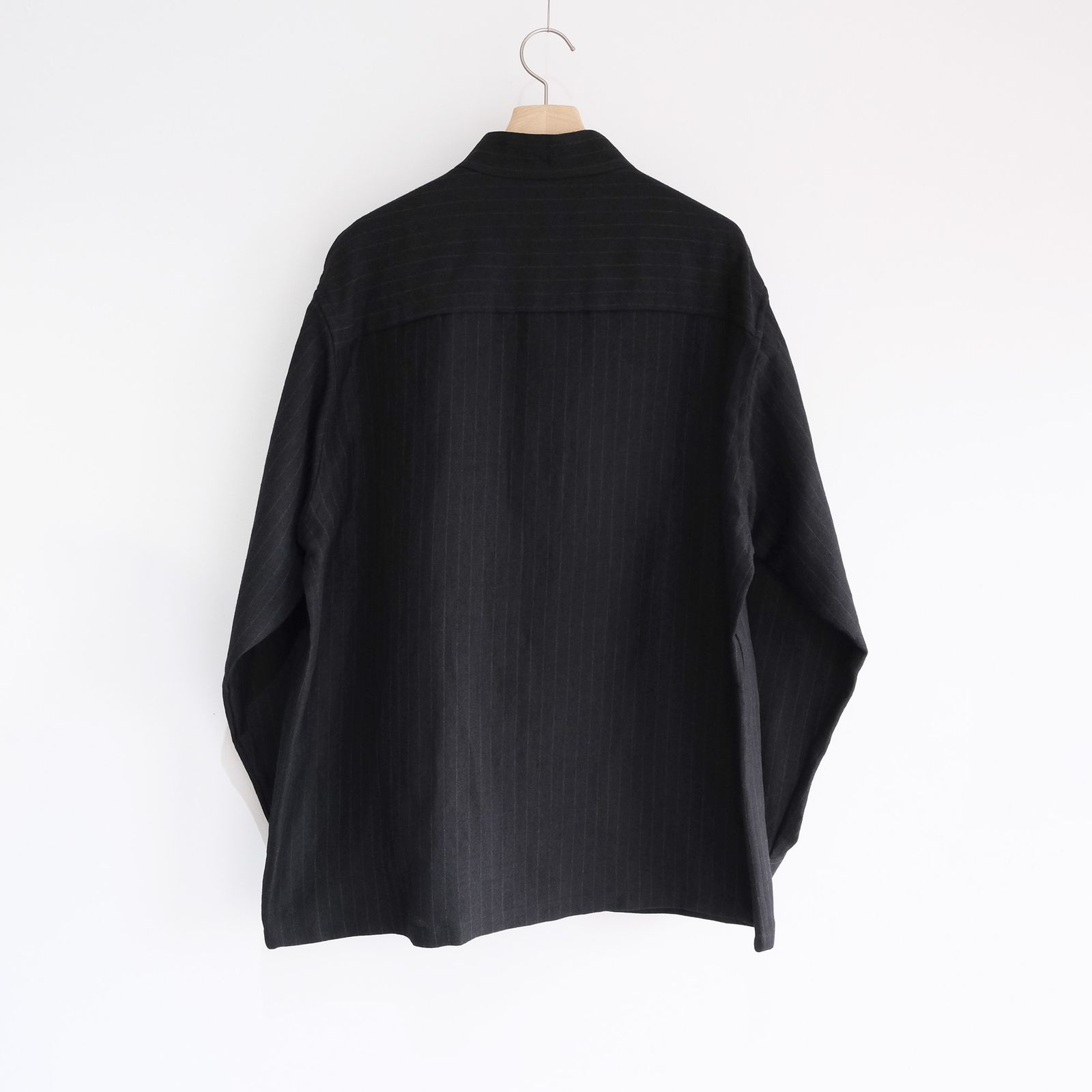 Pin-stripe Double Button Shirt -シャツ-（Black / ブラック）
