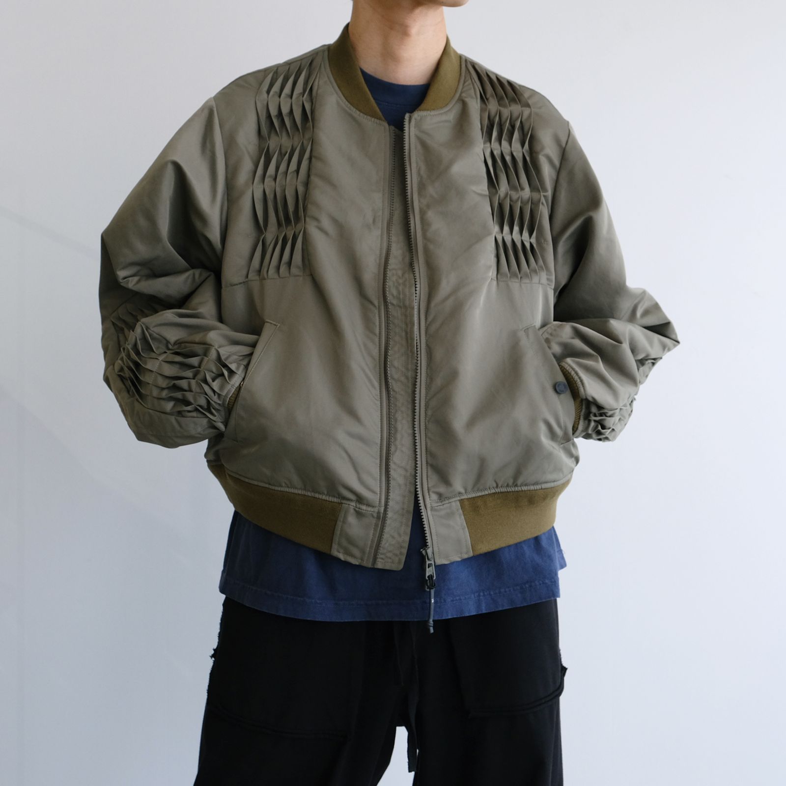 Folding Pleats Flight JK -ジャケット-（Olive / オリーブ）
