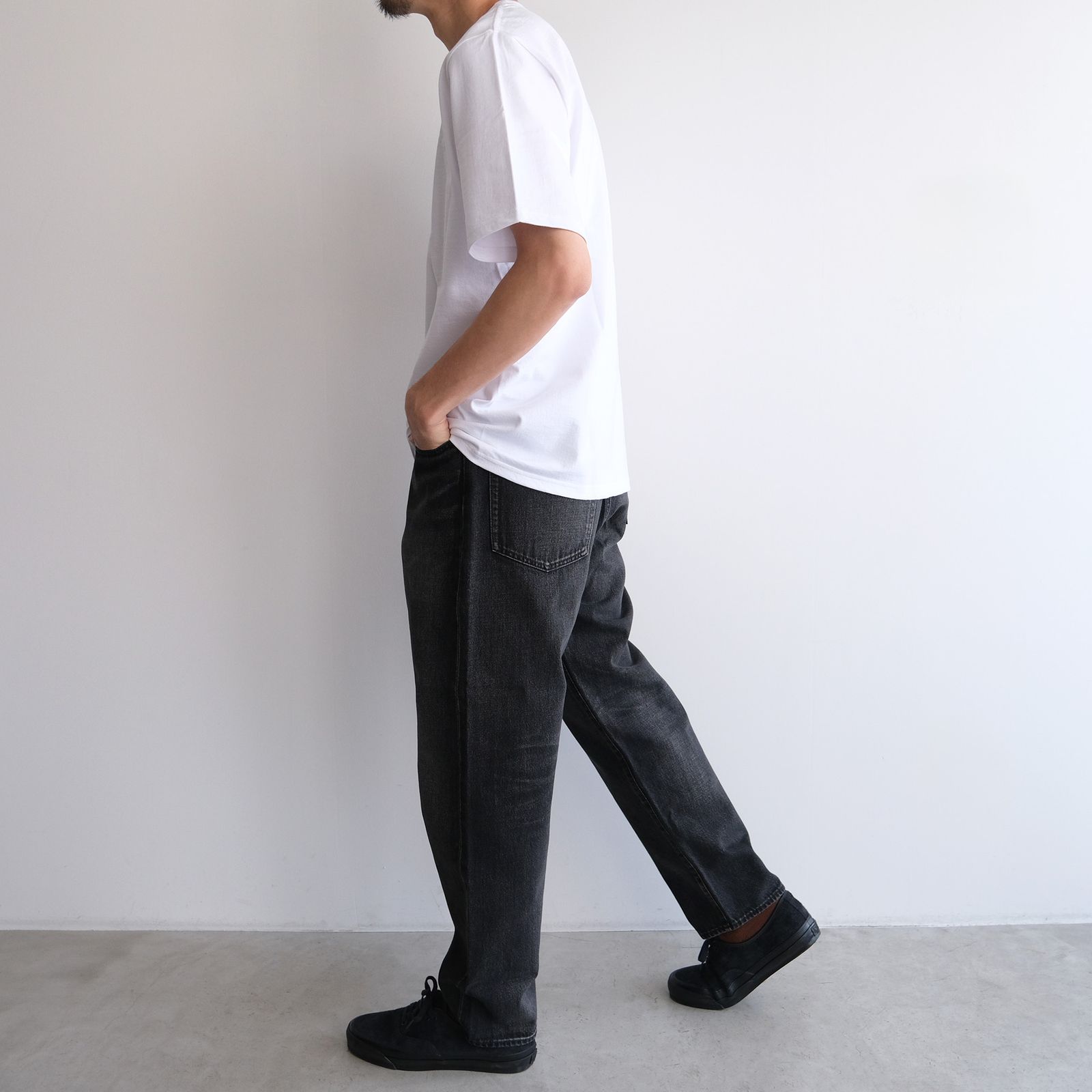 Selvage Denim Five Pocket Tapered Pants -パンツ-（Black Dark Fade / ブラックダークフェード）