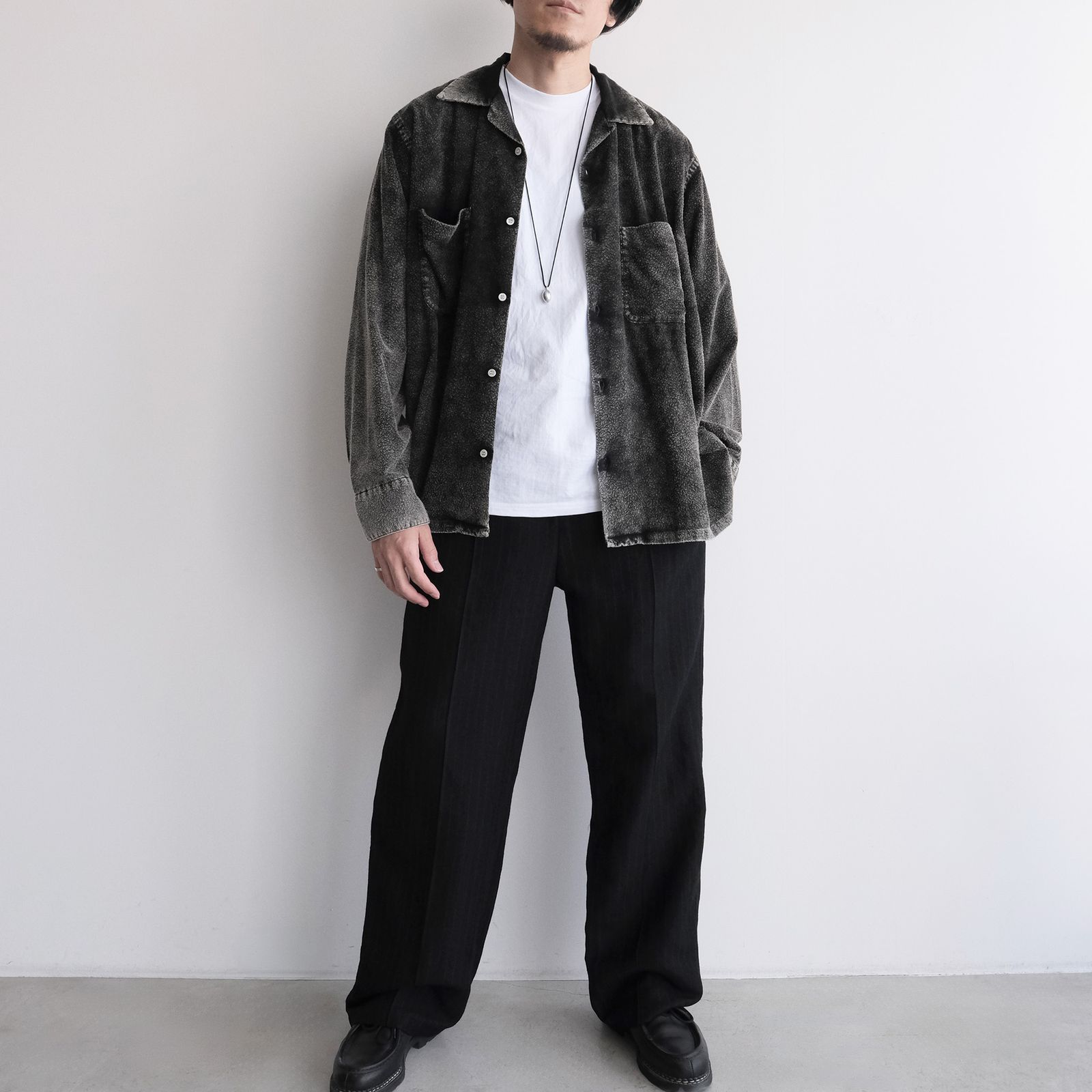 Hand Dye Flannel Shirt -シャツ-（Black / ブラック）