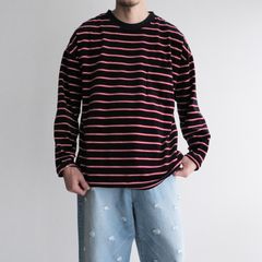 Velvet Border Long Sleeve Tee -Tシャツ-（Navy×Red / ネイビー×レッド）