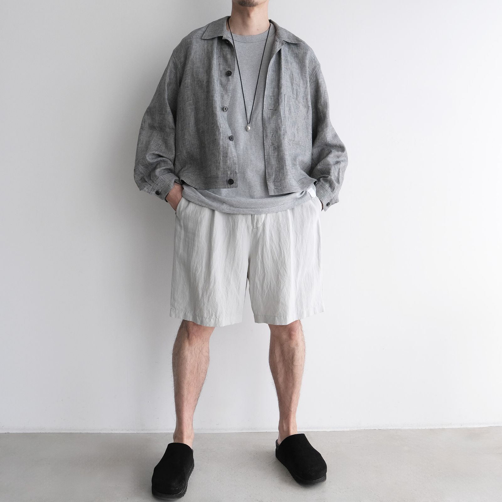 Cotton Linen Voile Loose Fit Shorts -パンツ-（Sax / サックス）