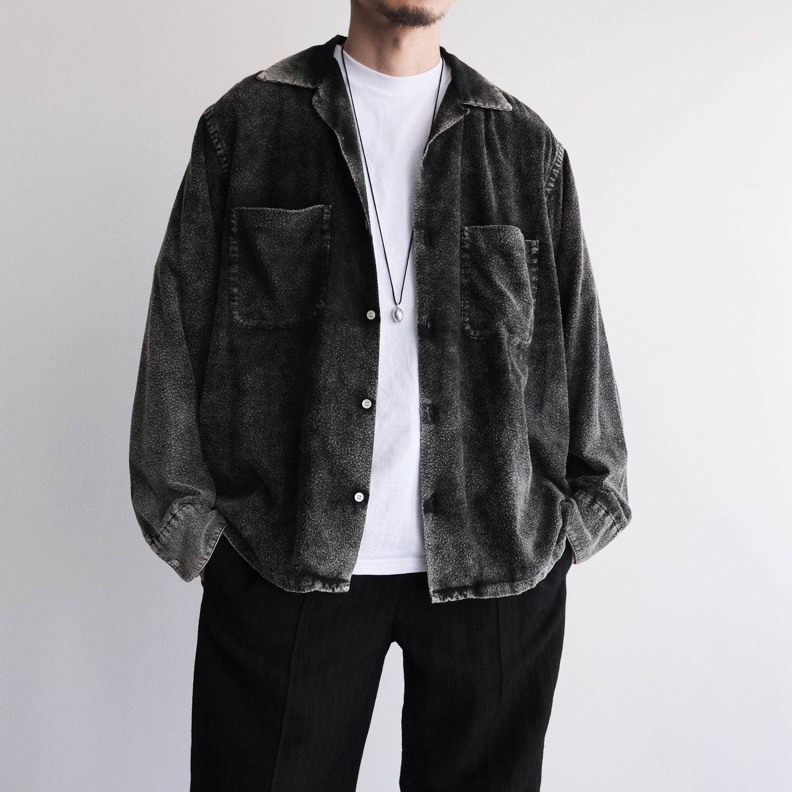 Hand Dye Flannel Shirt -シャツ-（Black / ブラック）