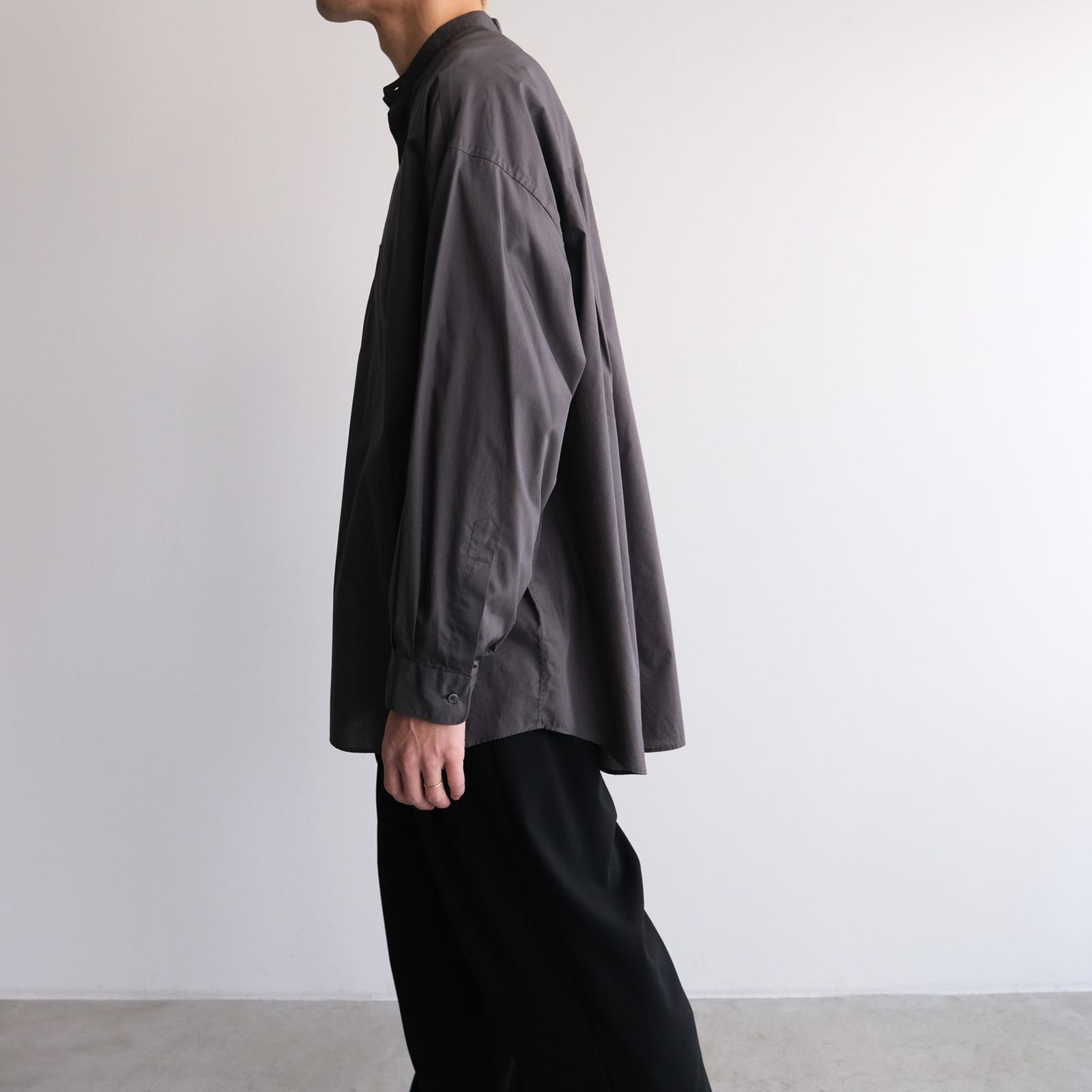 Broad L/S Oversized Band Collar Shirt -シャツ-（C.Gray / C.グレー）
