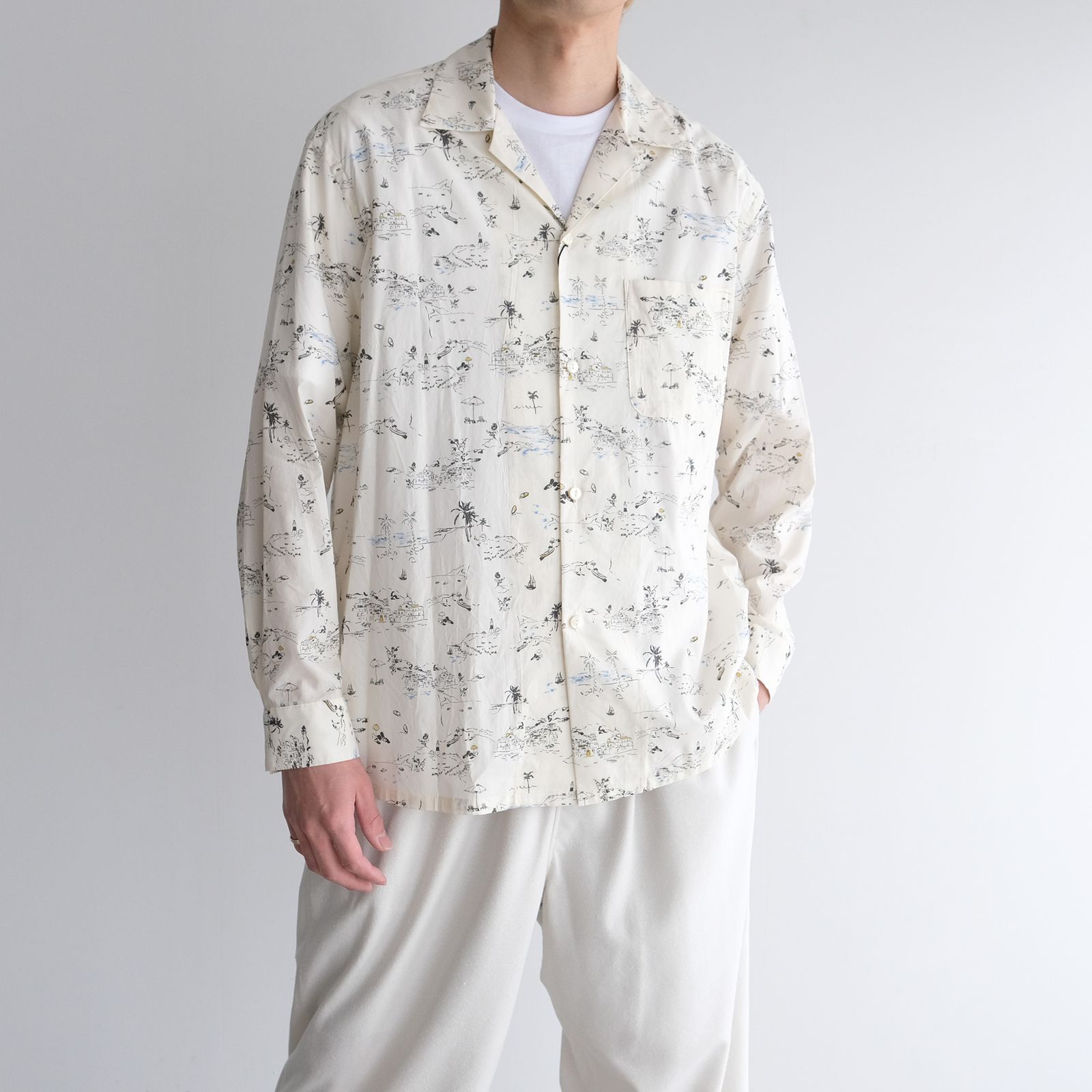 URU - Cotton Rayon - Open Collar L/S Shirts -シャツ-（Ivory