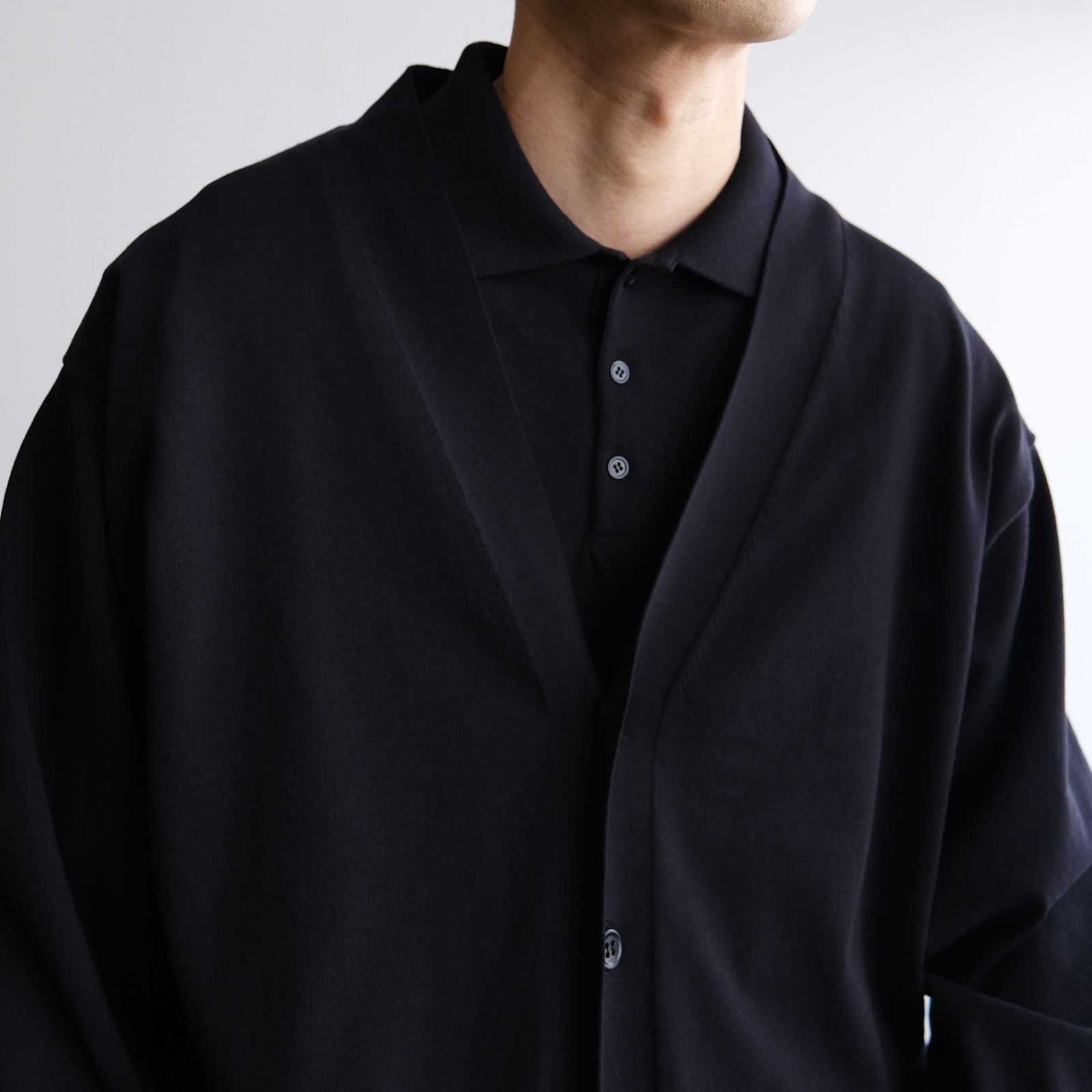ATON - Fresca Knit Oversized Cardigan -カーディガン-（Black