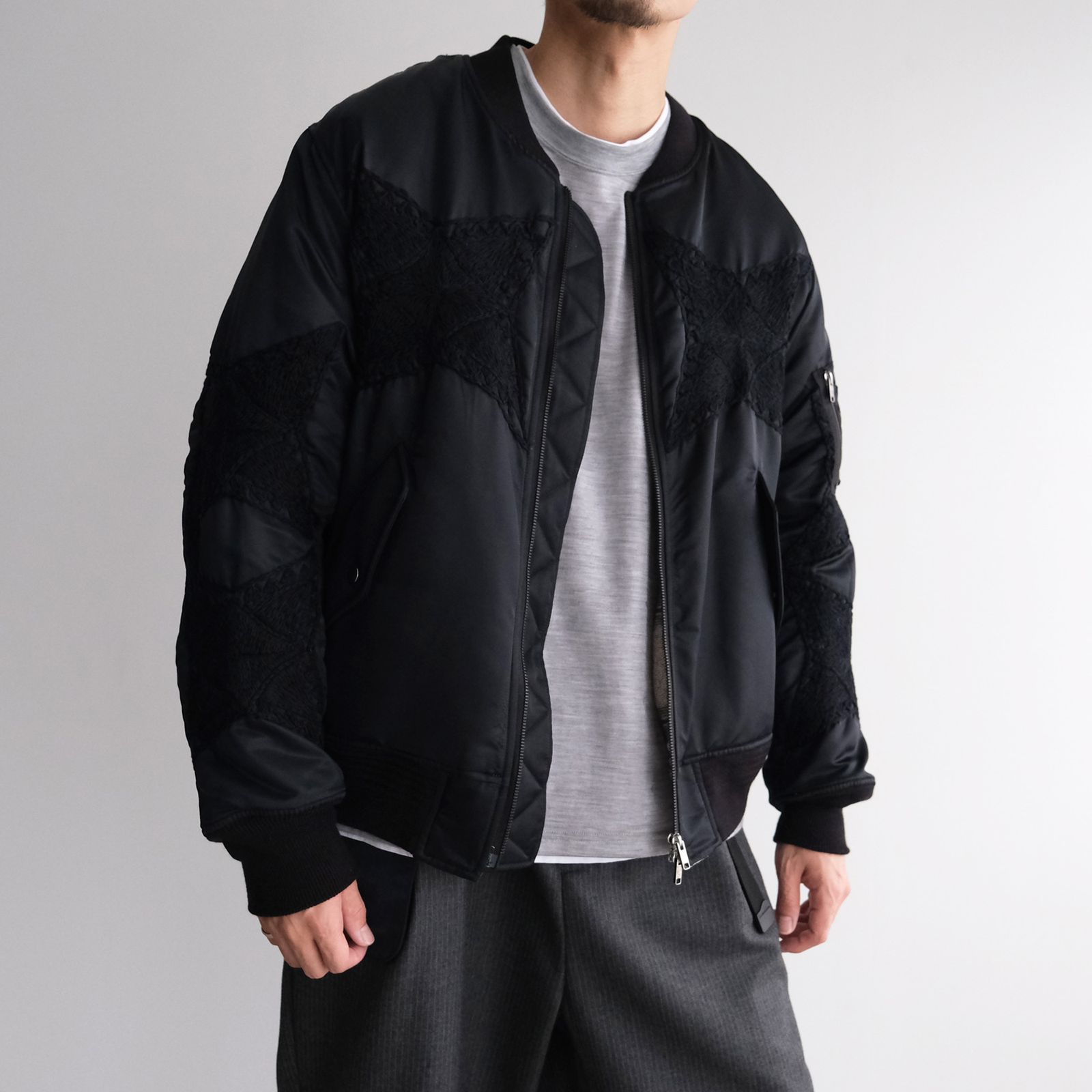 The Craft Hand Embroidery Flight Jacket -ジャケット-（Black / ブラック）