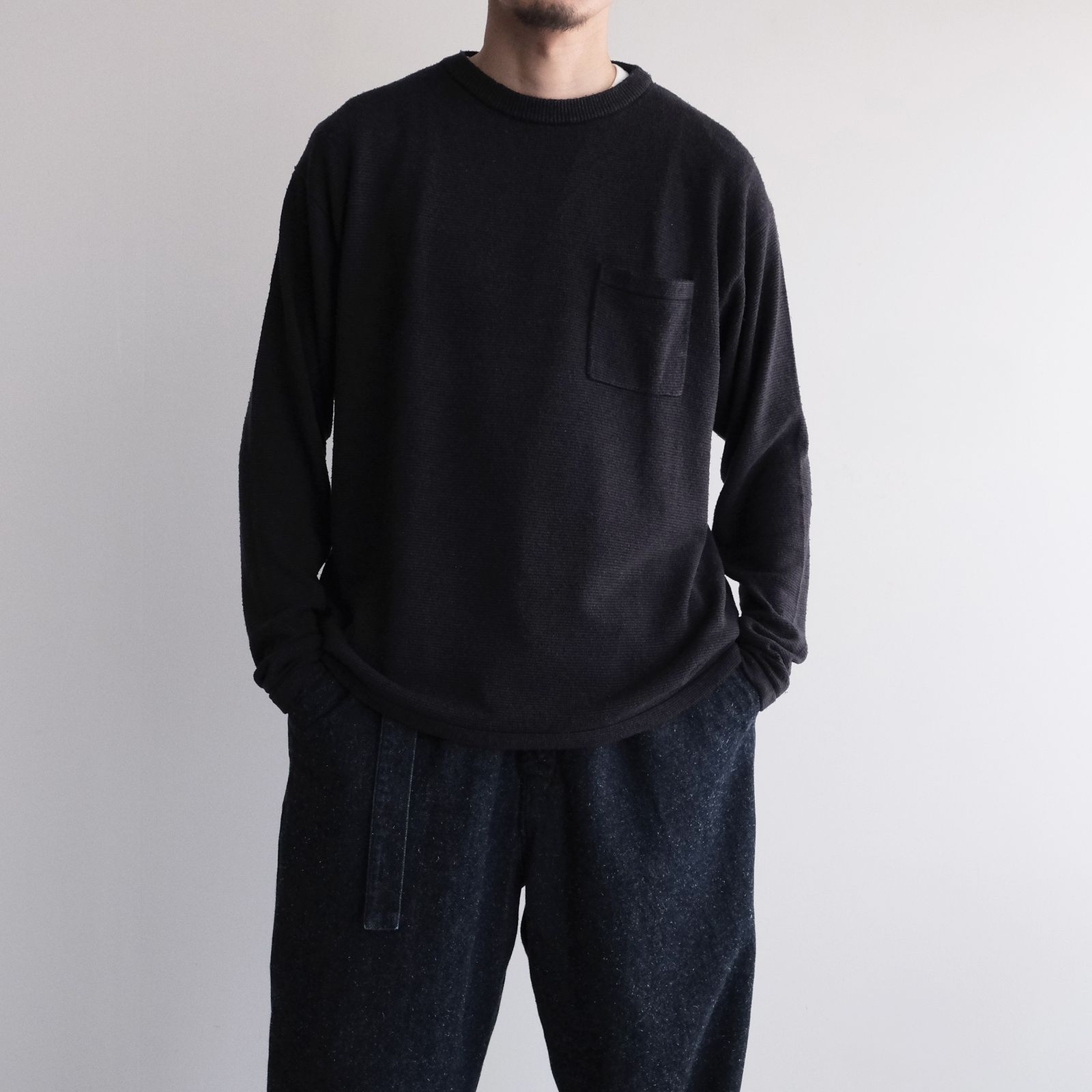 Silk Knit L/S Crew Neck -ニット-（Dark Navy / ダークネイビー）