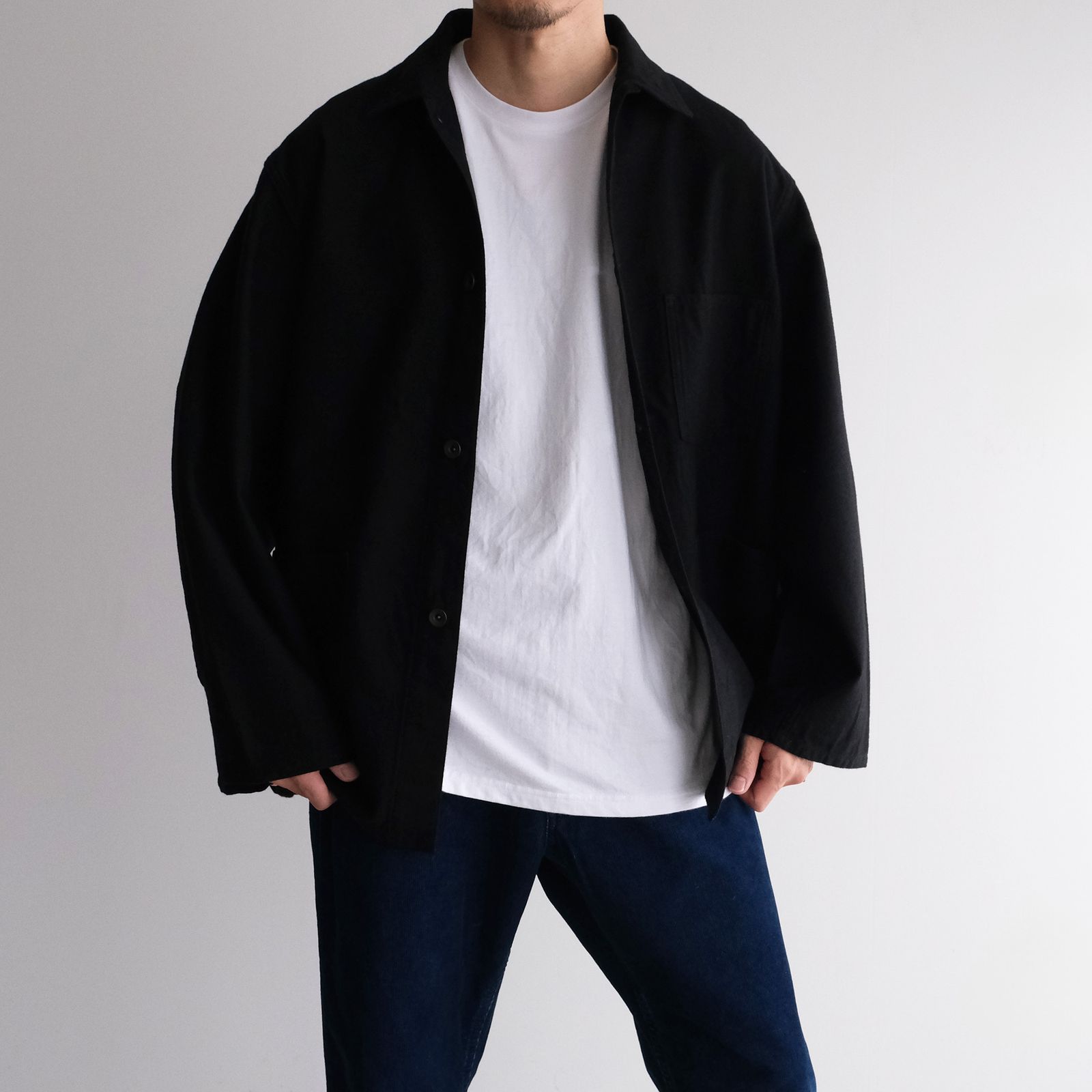Wool Cotton Moleskin Jacket -ブルゾン-（Black / ブラック）