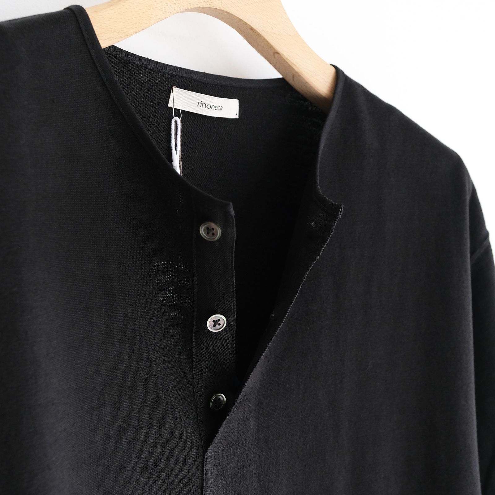 Linen 10oz Henry Neck Pullover -Tシャツ-（Black / ブラック）