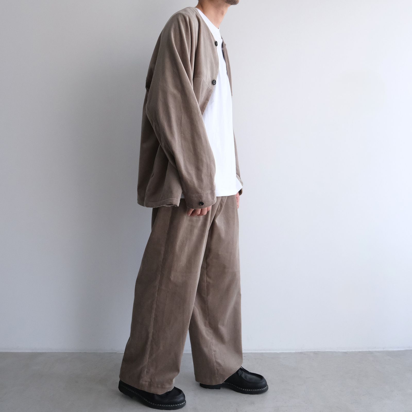 Suvin Corduroy Collarless Jacket -ジャケット-（Grege / グレージュ）GU253-30365