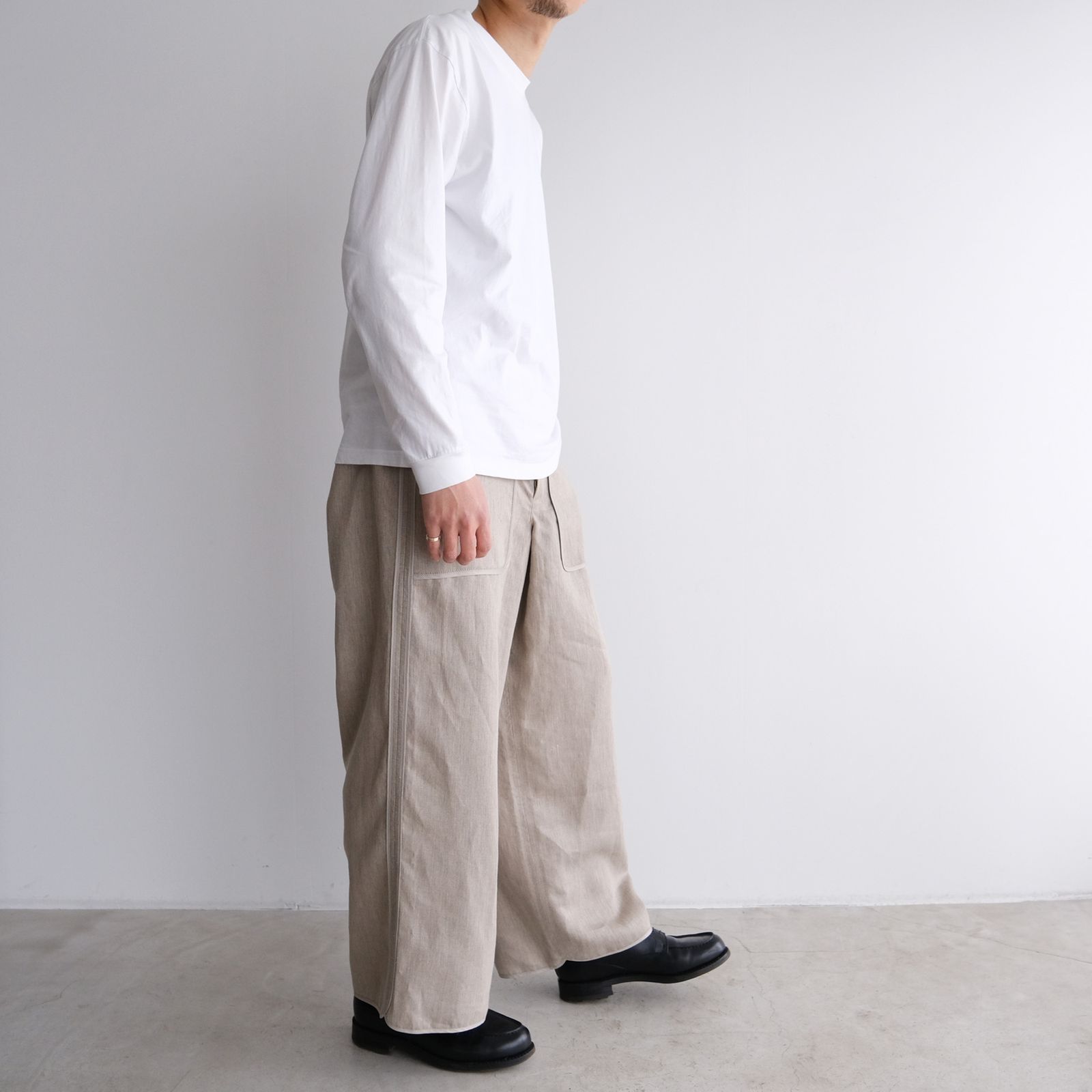 With Piping Linen Pants -パンツ-（Beige / ベージュ）