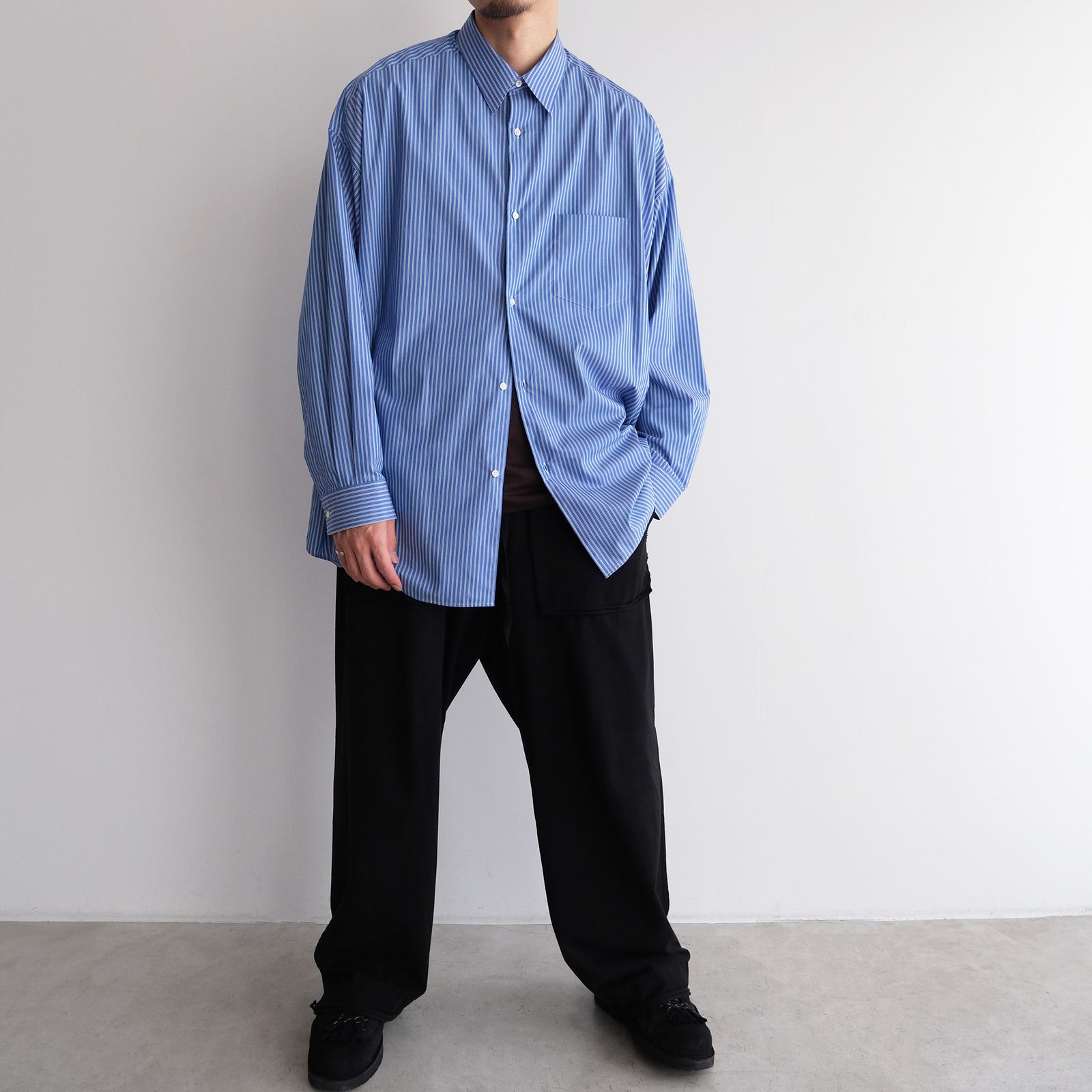 Sidogras L/S Oversized Regular Collar Shirt -シャツ-（Blue Stripe / ブルーストライプ）