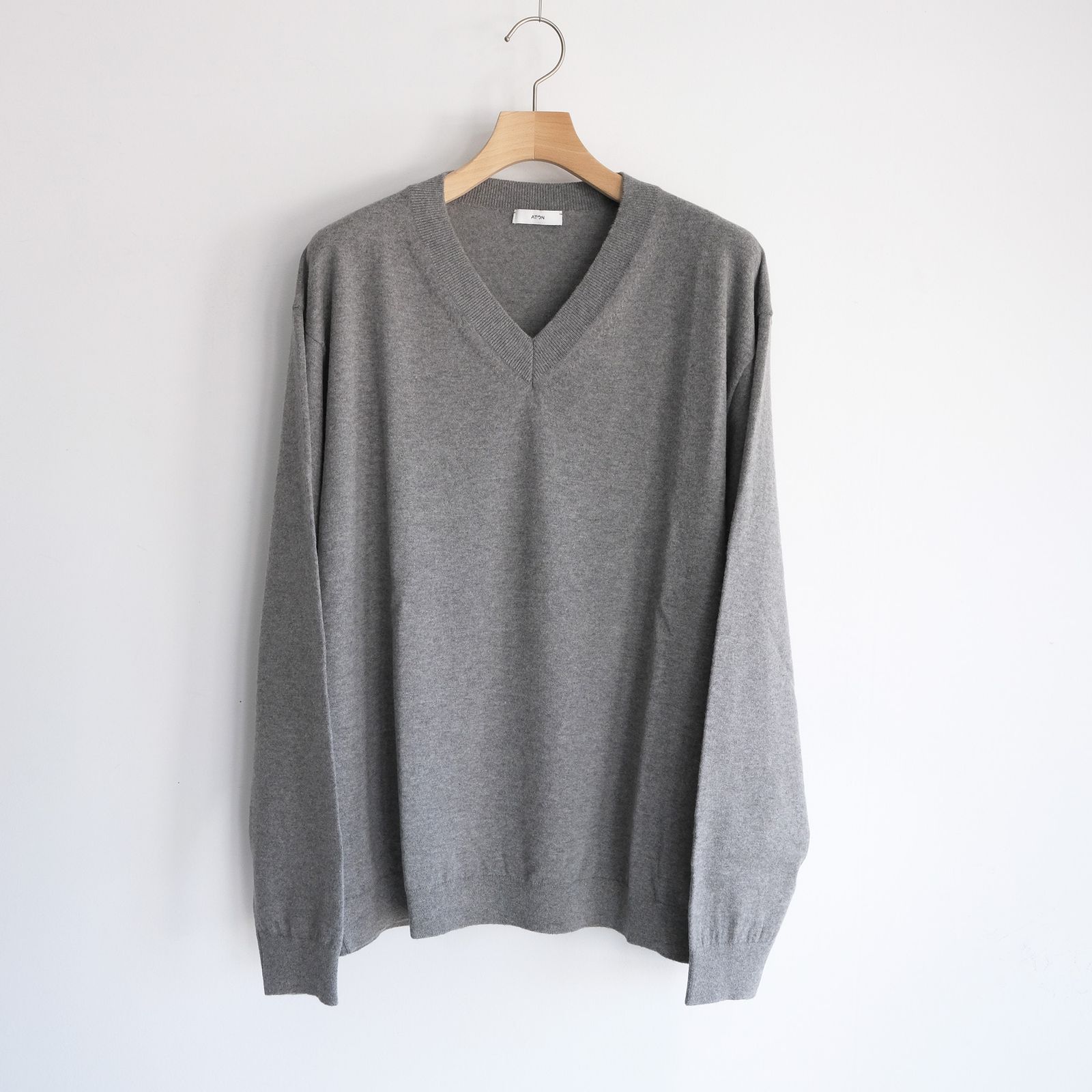 Cotton Yak Knit V-Neck Sweater -セーター-（Gray / グレー）