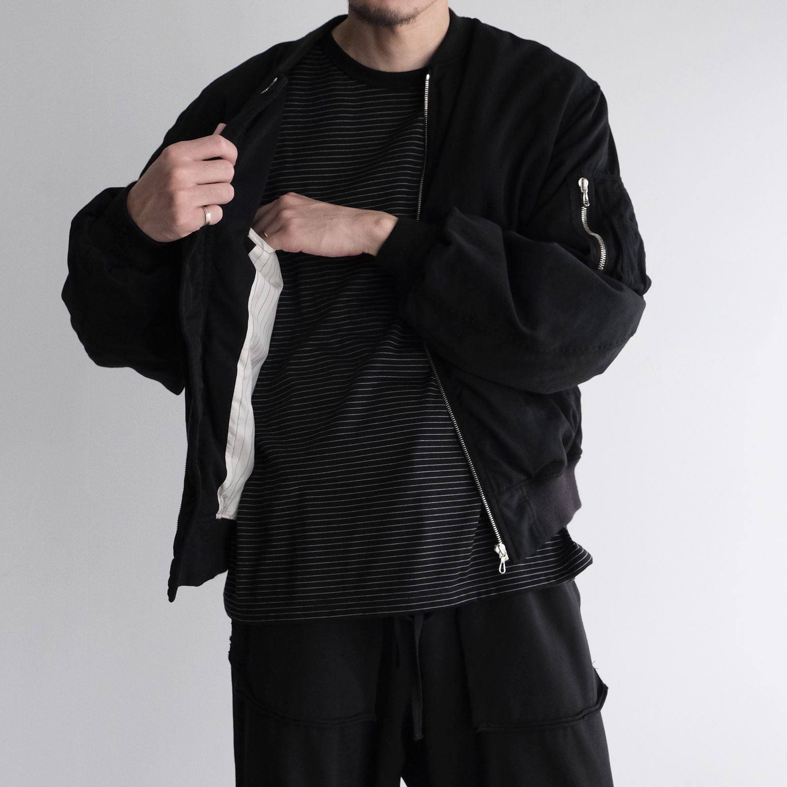 Fulled Wool Twill Flight Jacket -ジャケット-（Black / ブラック）GU263-30411