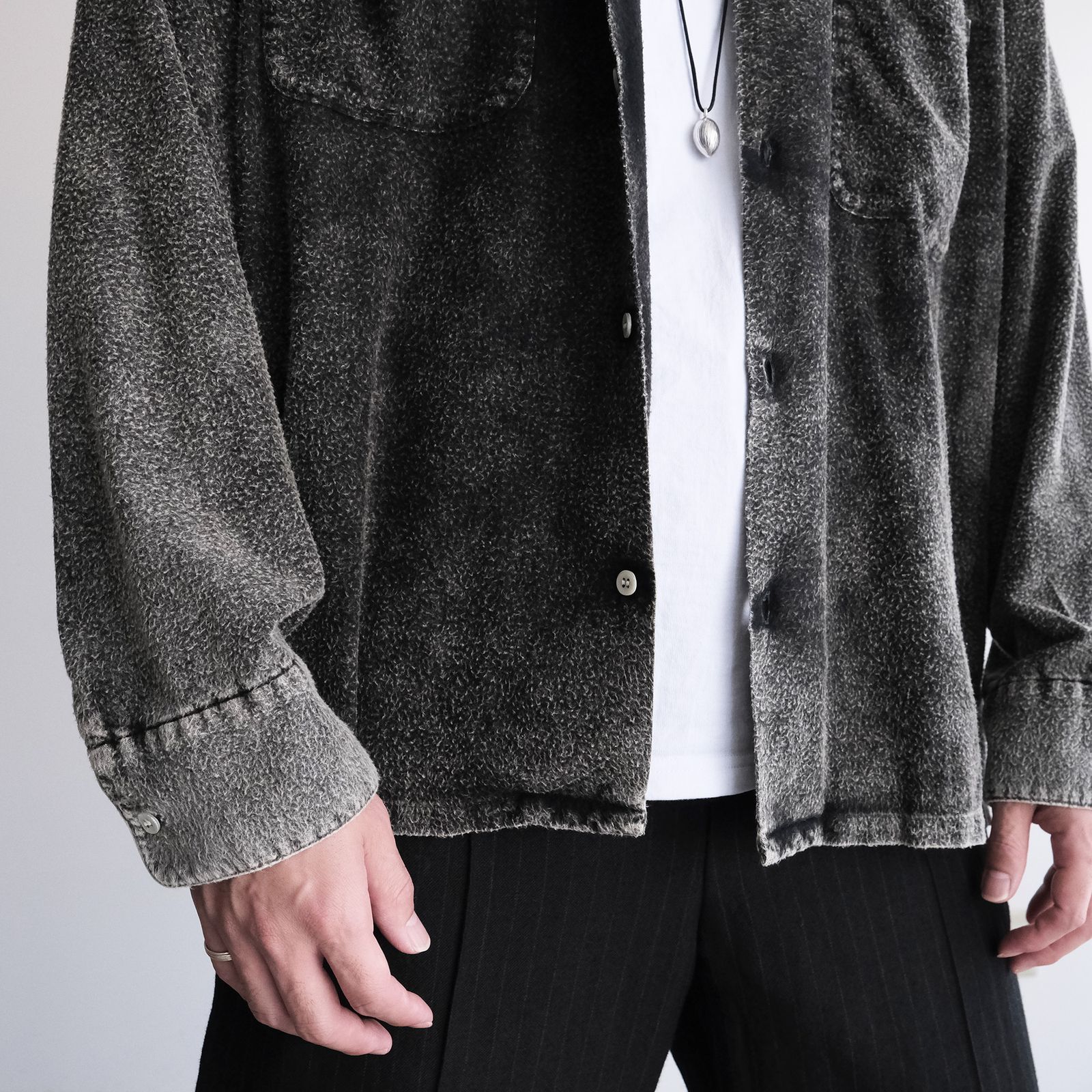 Hand Dye Flannel Shirt -シャツ-（Black / ブラック）