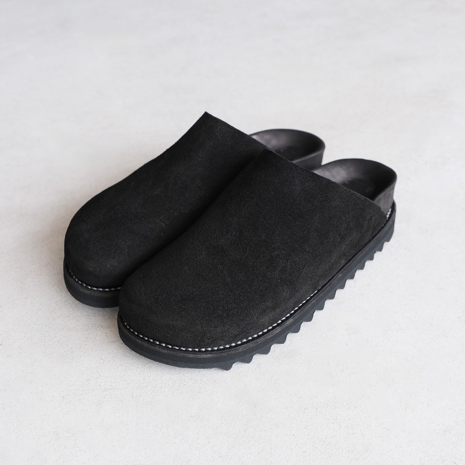 BRK05 Calf Back Side Reverse Unlined Sandal -サンダル-（Black / ブラック）