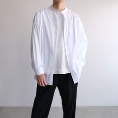 Broad L/S Oversized Band Collar Shirt -シャツ-（White / ホワイト）