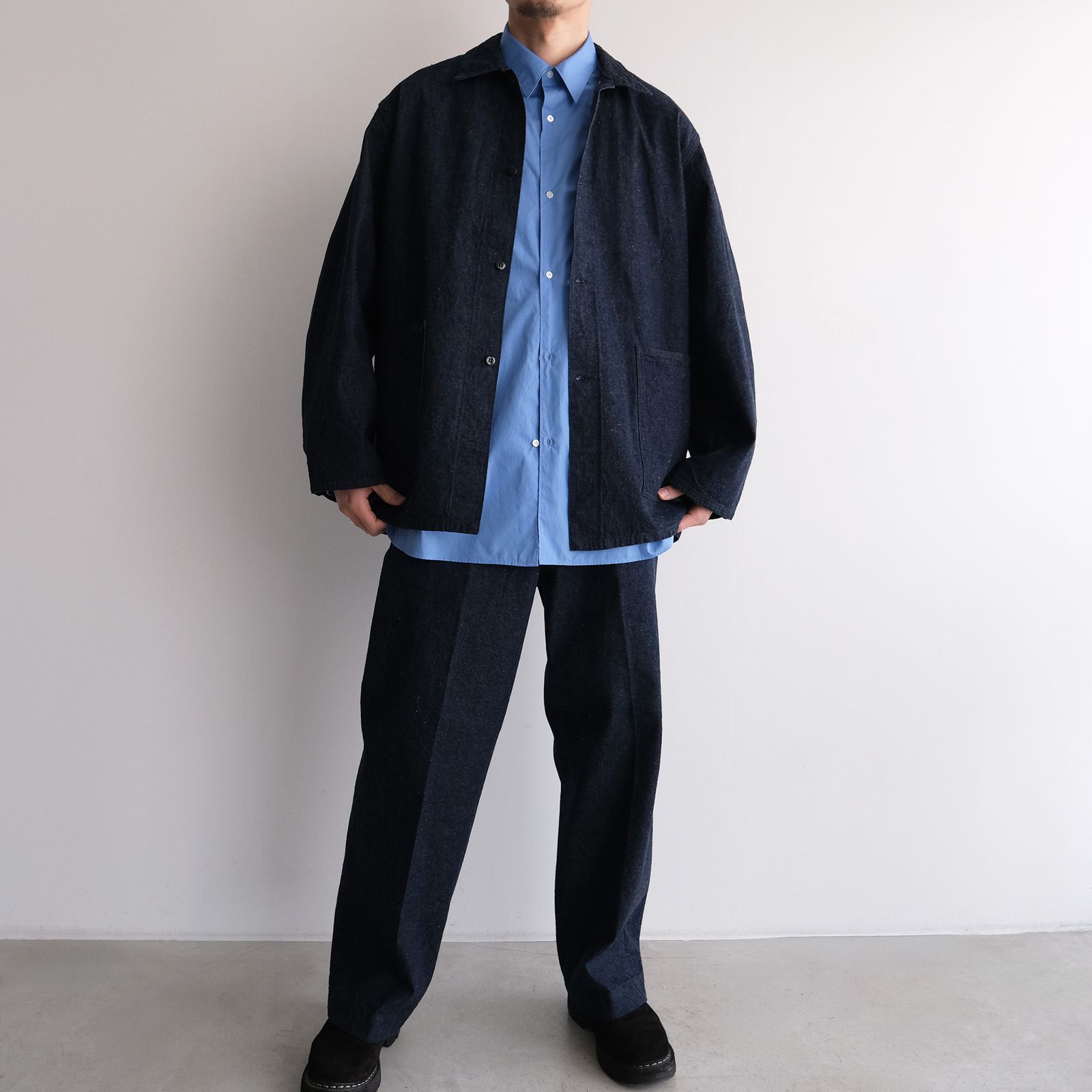Broad L/S Oversized Regular Collar Shirt -シャツ-（Blue / ブルー）GM261-50001B
