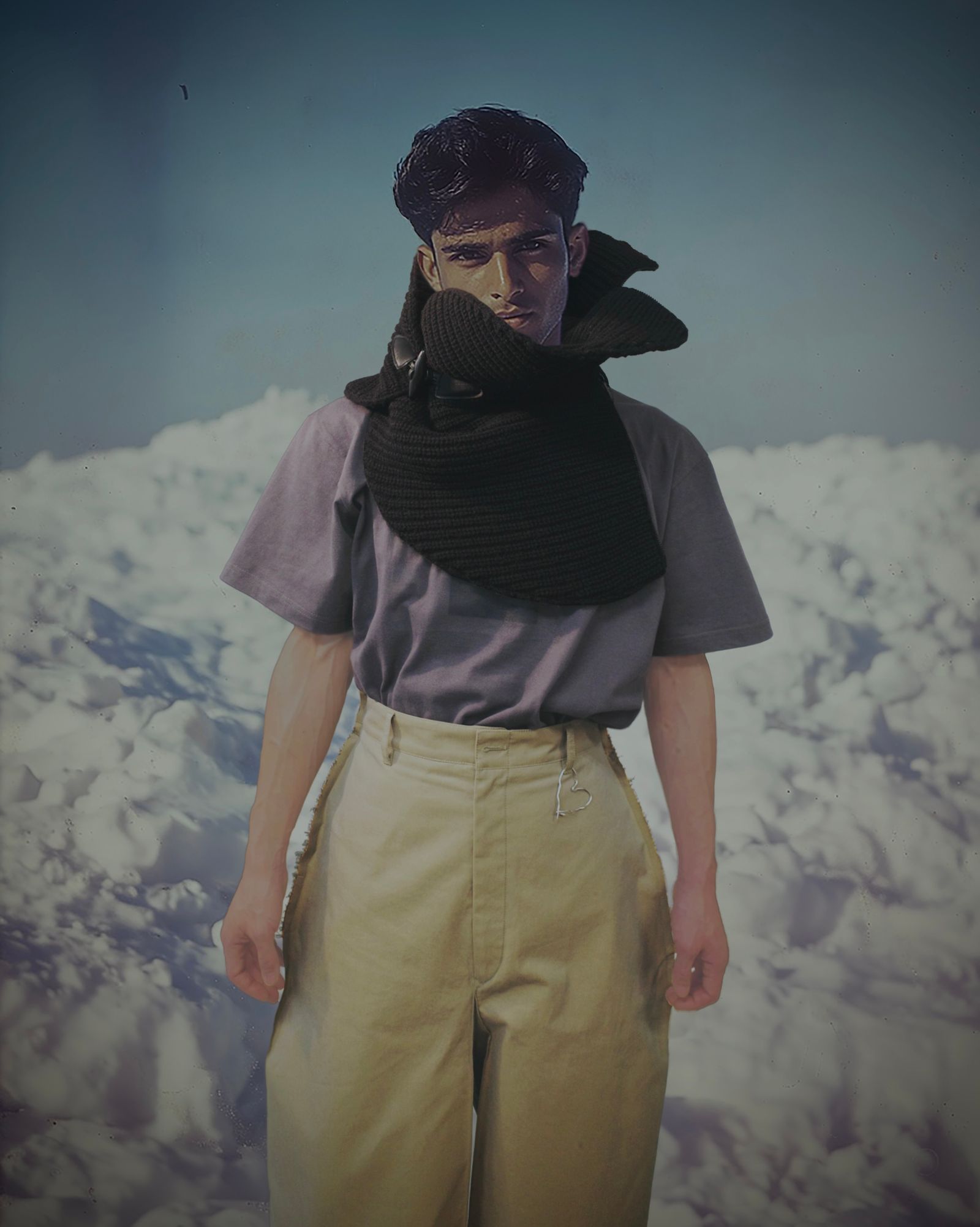 "Crepe" Knit Snood - スヌード-（Black / ブラック）