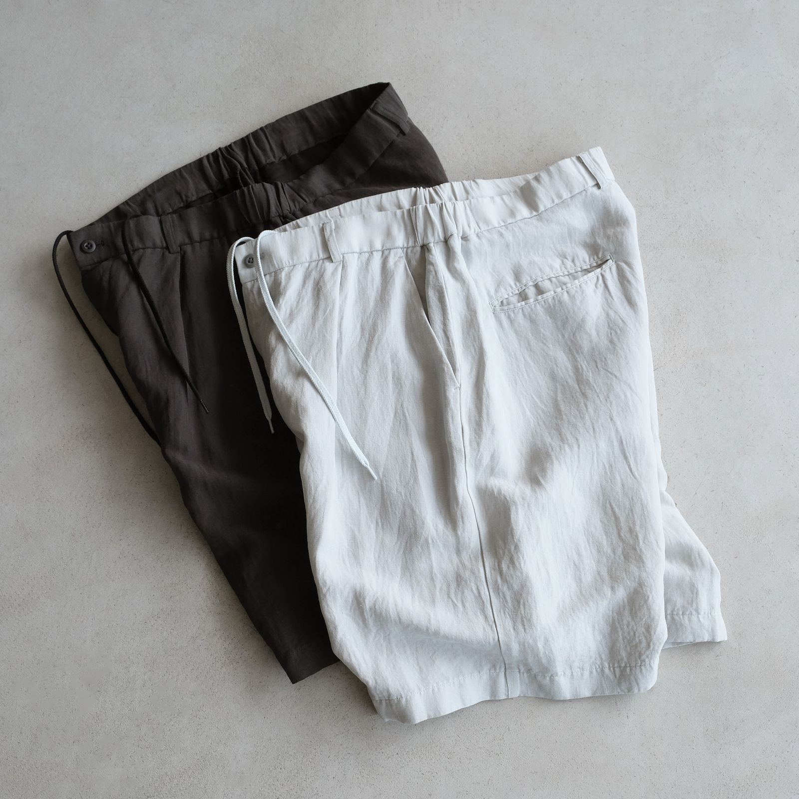 Cotton Linen Voile Loose Fit Shorts -パンツ-（Sax / サックス）