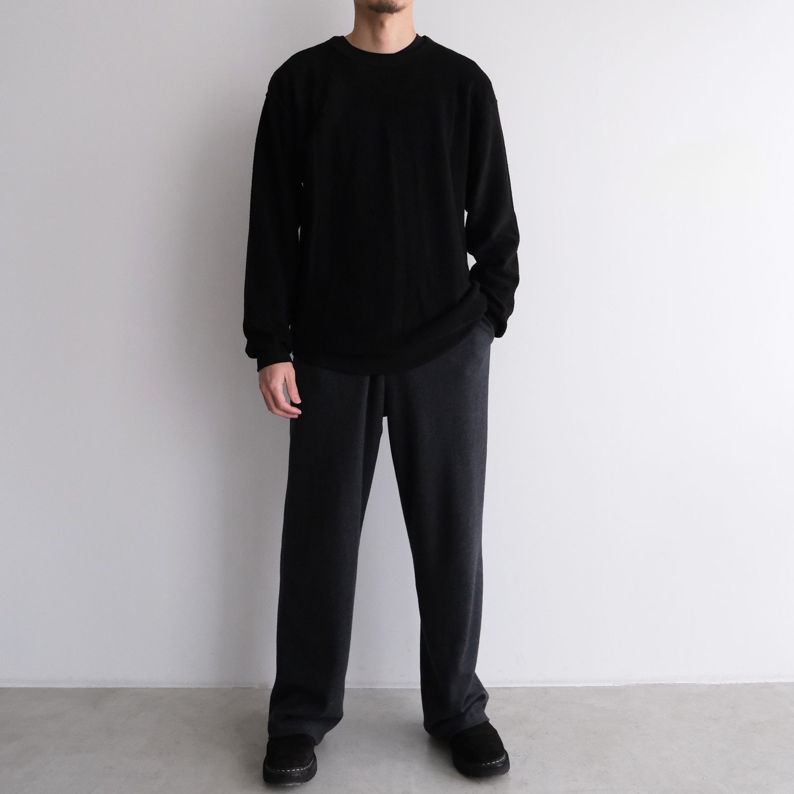 Merino Fleece Crew Neck Pullover -スウェット-（Black / ブラック）