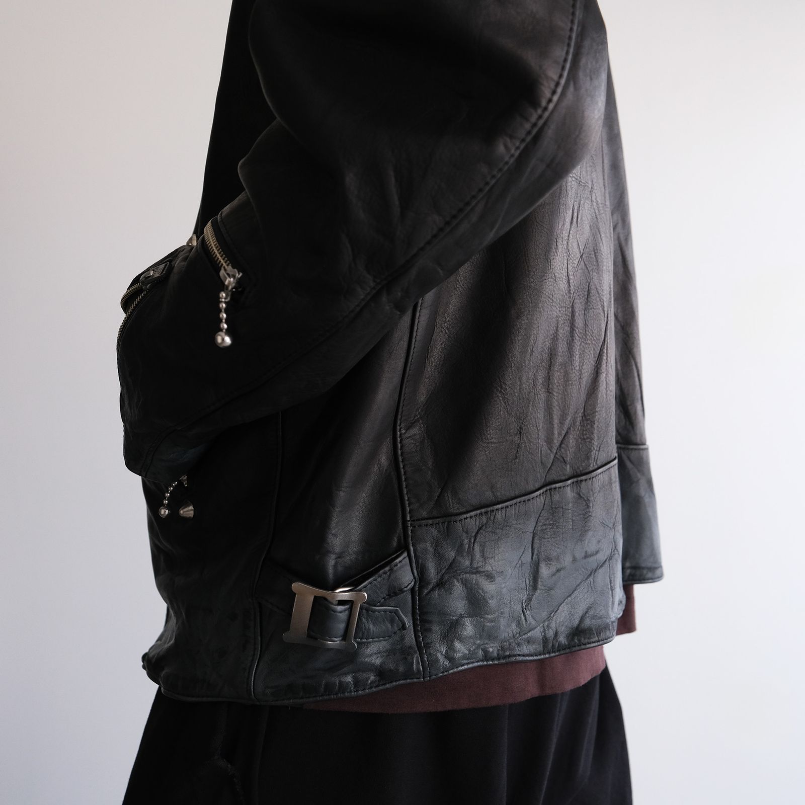 Hand Dyed Studded Riders Jacket -ライダースジャケット-（Black / ブラック）