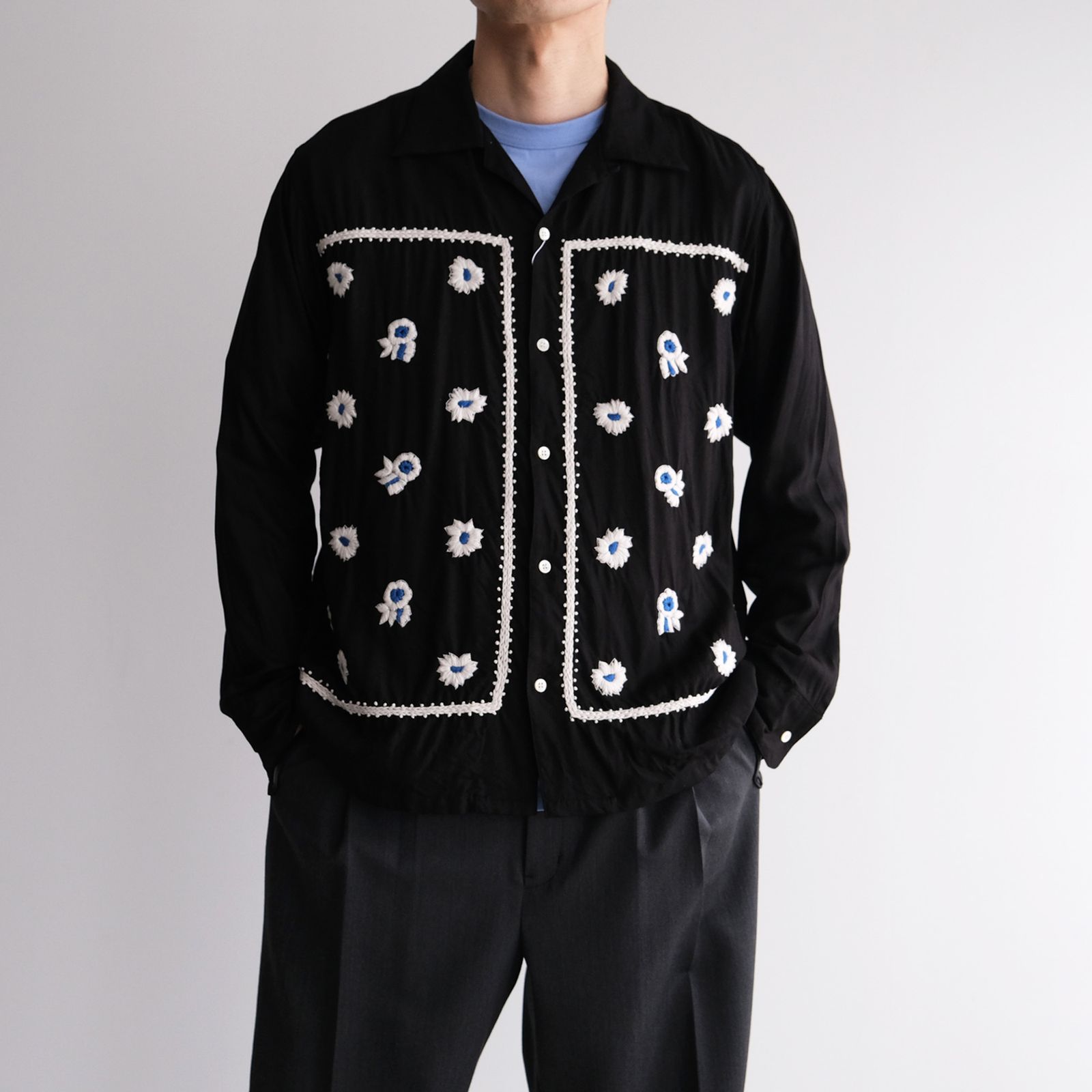 Bandana Hand Embroidery Shirt -シャツ-（Black / ブラック）