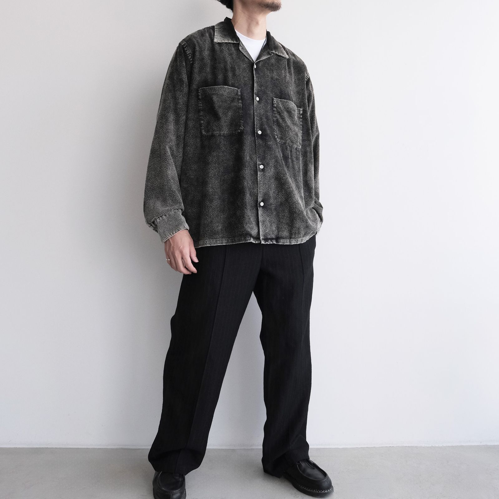 Hand Dye Flannel Shirt -シャツ-（Black / ブラック）