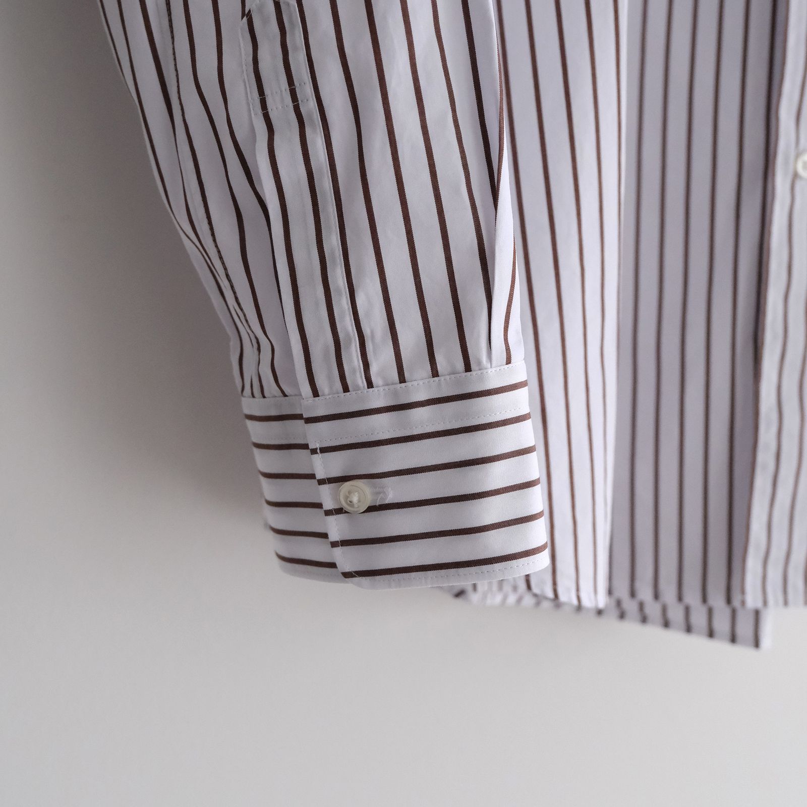 Sidogras Stripe Regular Collar Shirt -ストライプシャツ-（White（Brown Stripe） / ホワイト（ブラウン ストライプ））GM254-50024STB