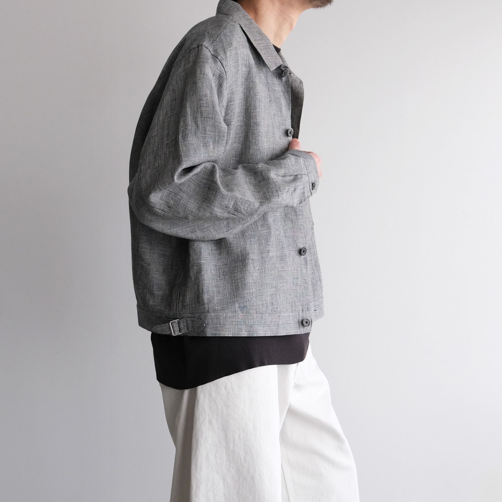 Linen-Trucker Jacket -ジャケット-（G.Plaid / グレンチェック）