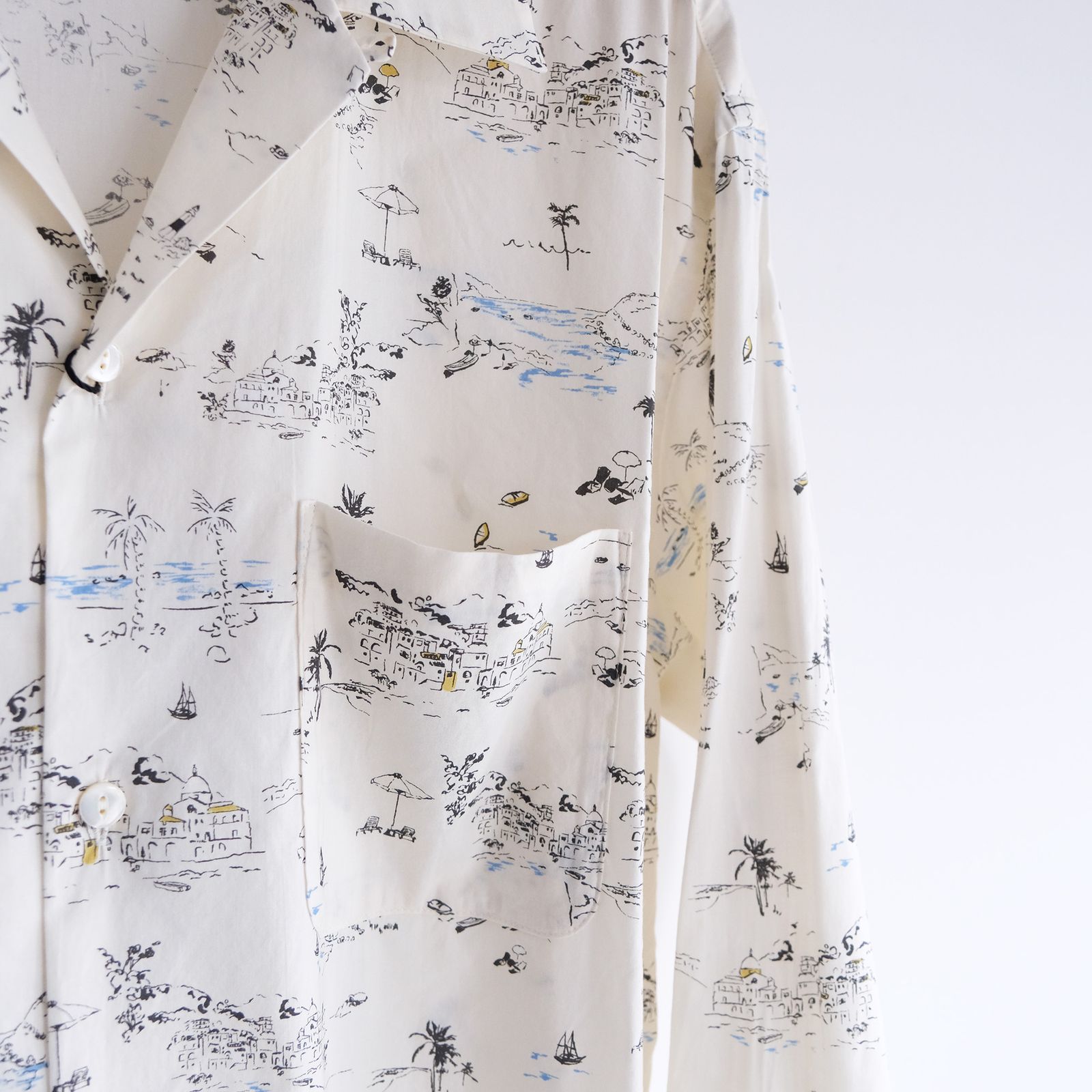 Cotton Rayon - Open Collar L/S Shirts -シャツ-（Ivory / アイボリー）