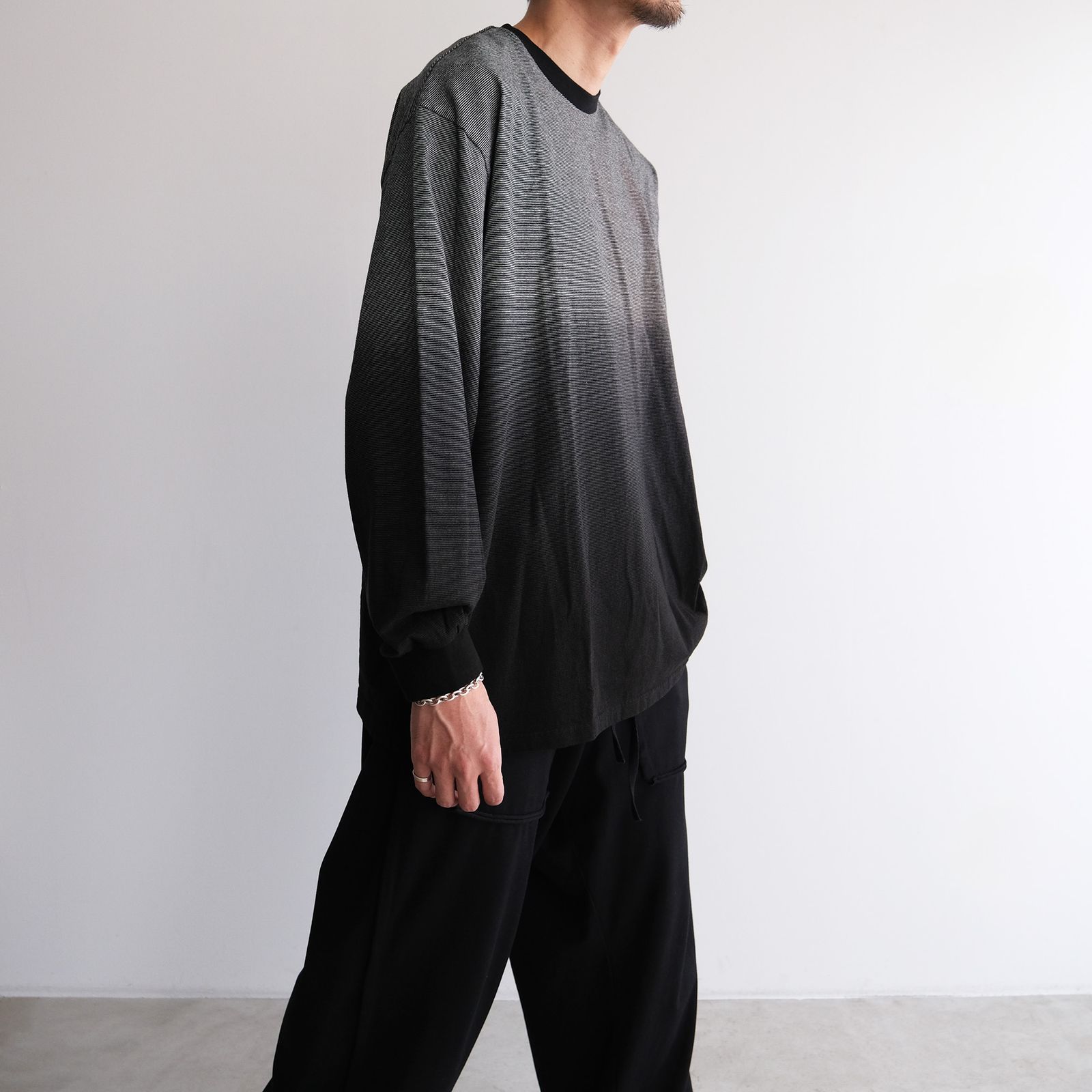 Gradient Border L/S Tee -Tシャツ-（Black / ブラック）
