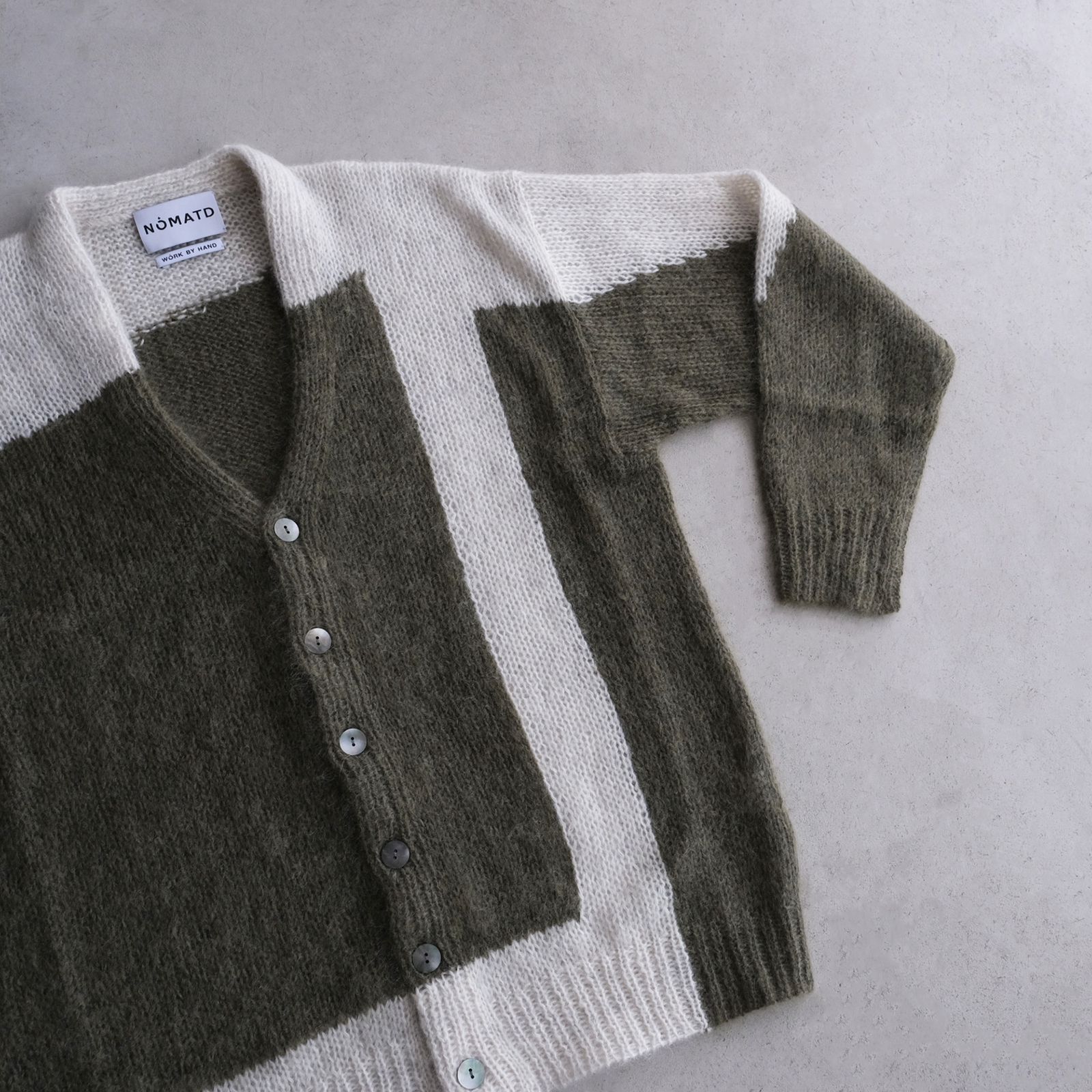 NOMA t.d. - Hand Knitted Mohair Cardigan -カーディガン-（Olive / オリーブ） | STACK  STORE