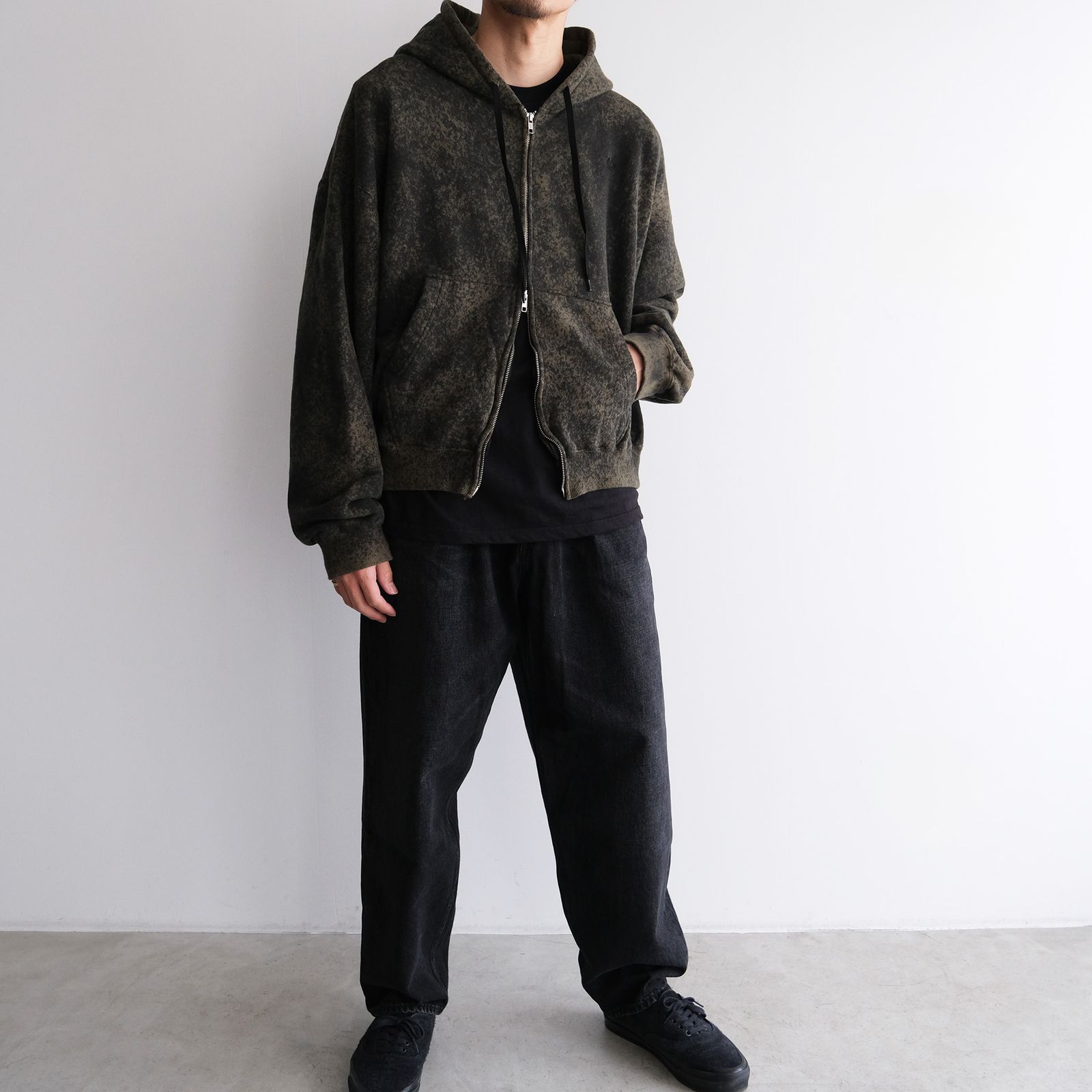 Hand Dye Twist Parka -パーカー-（Olive×Black / オリーブ×ブラック）
