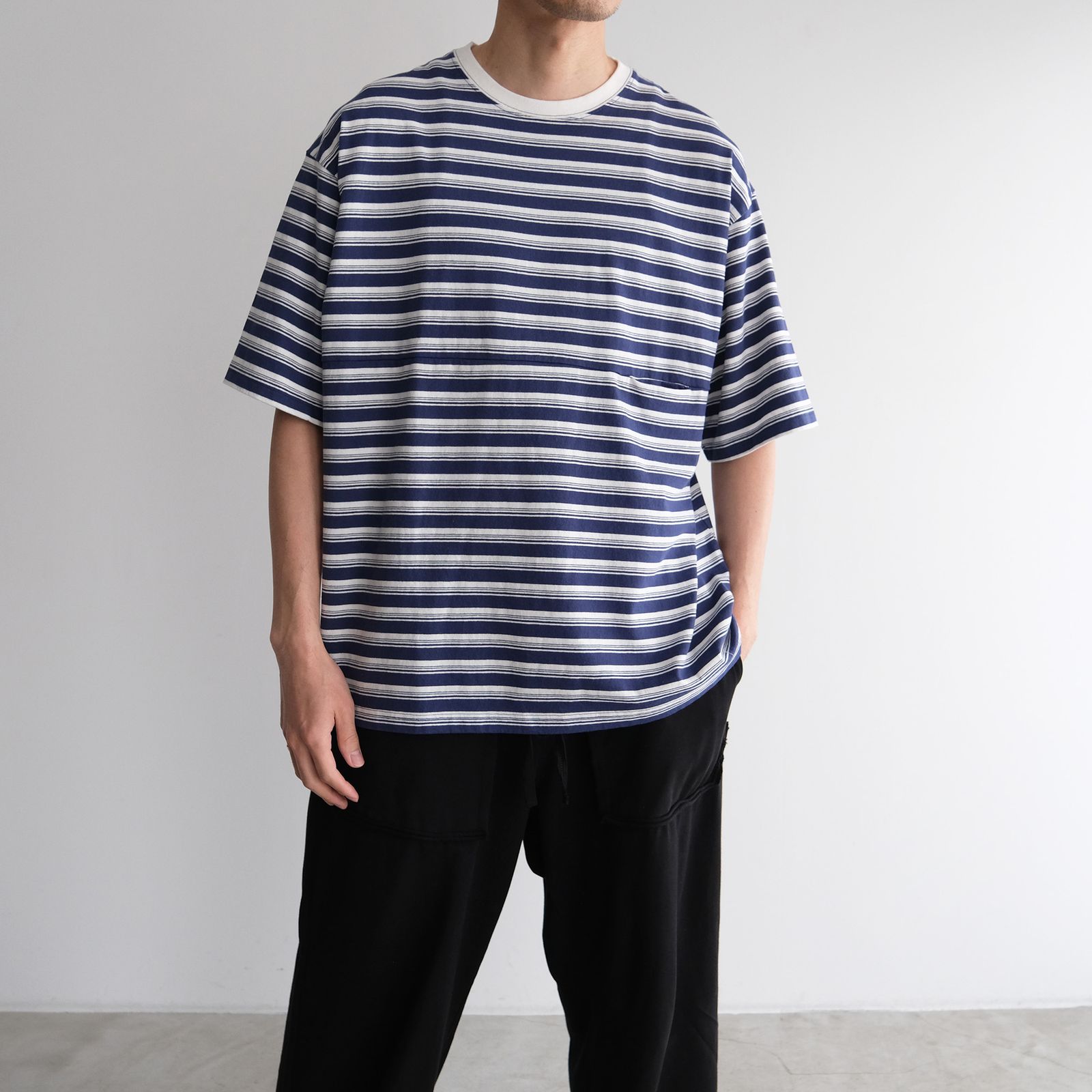 Yururi Tee 1/2 Border -Tシャツ-（Blue Border / ブルーボーダー）