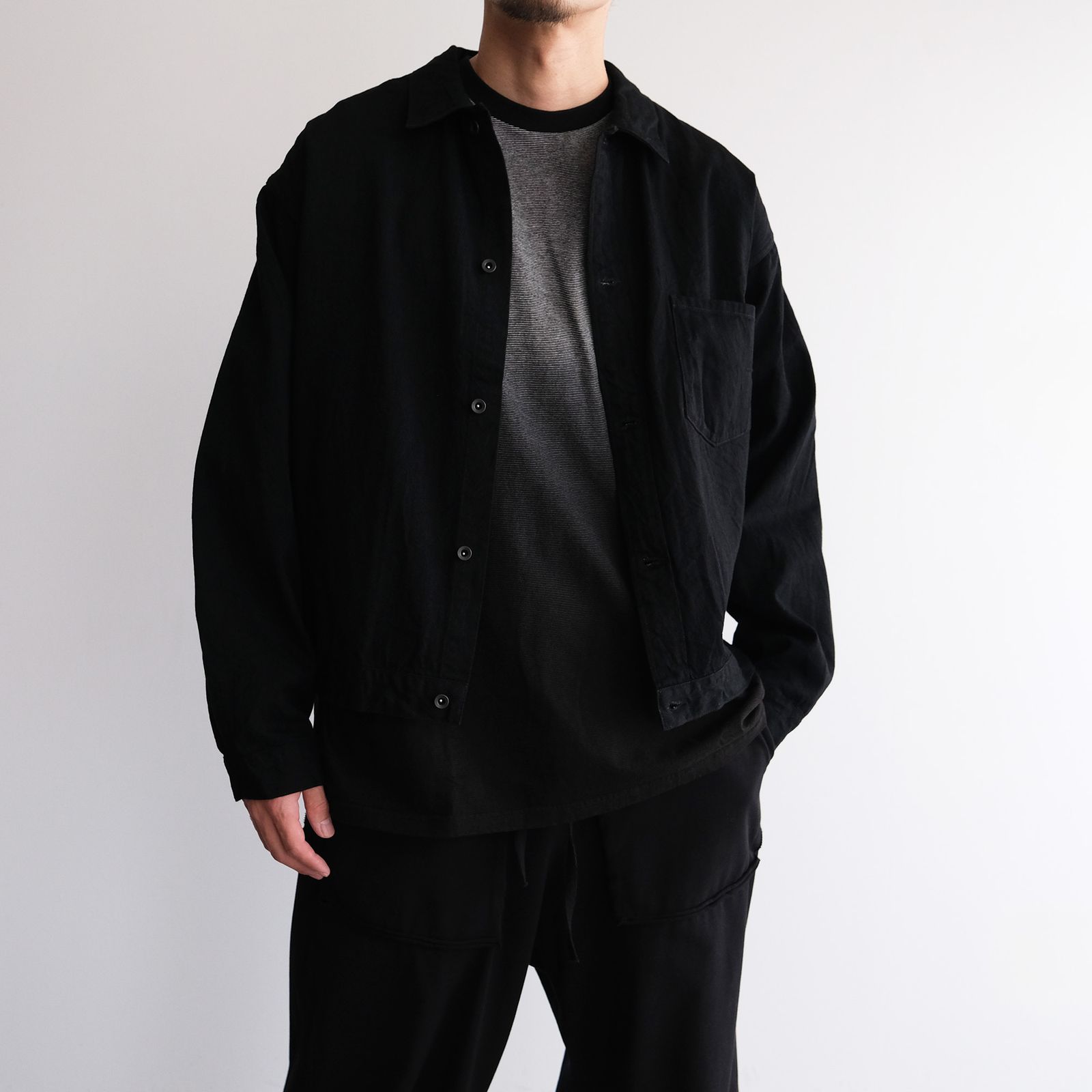 Gradient Border L/S Tee -Tシャツ-（Black / ブラック）