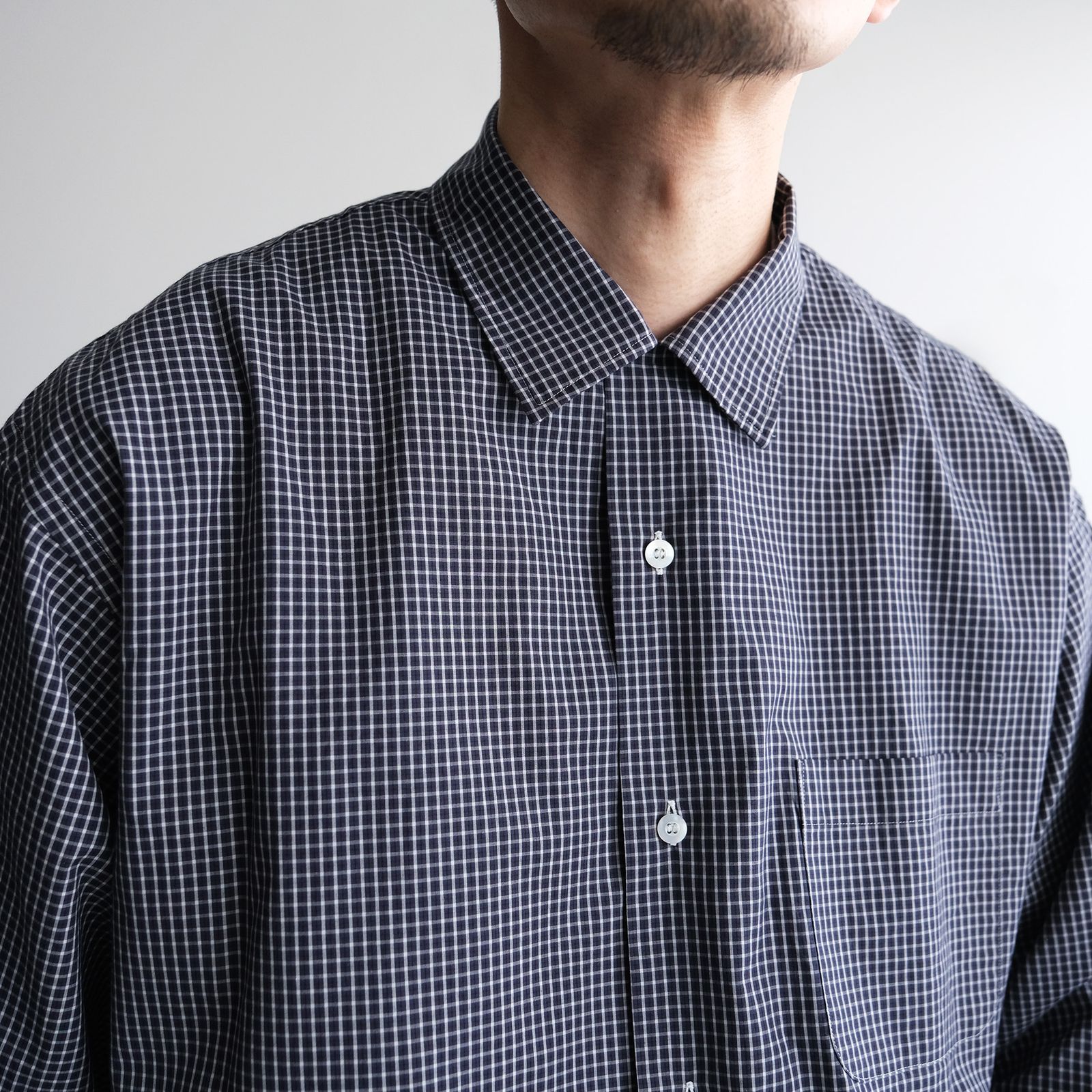 Check Open Collar Shirts -シャツ-（Blue Check / ブルーチェック）