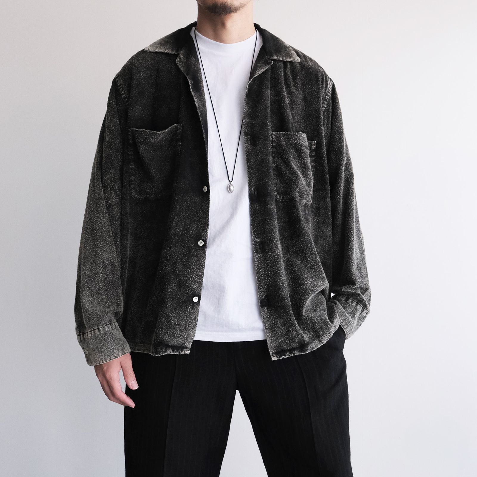 Hand Dye Flannel Shirt -シャツ-（Black / ブラック）