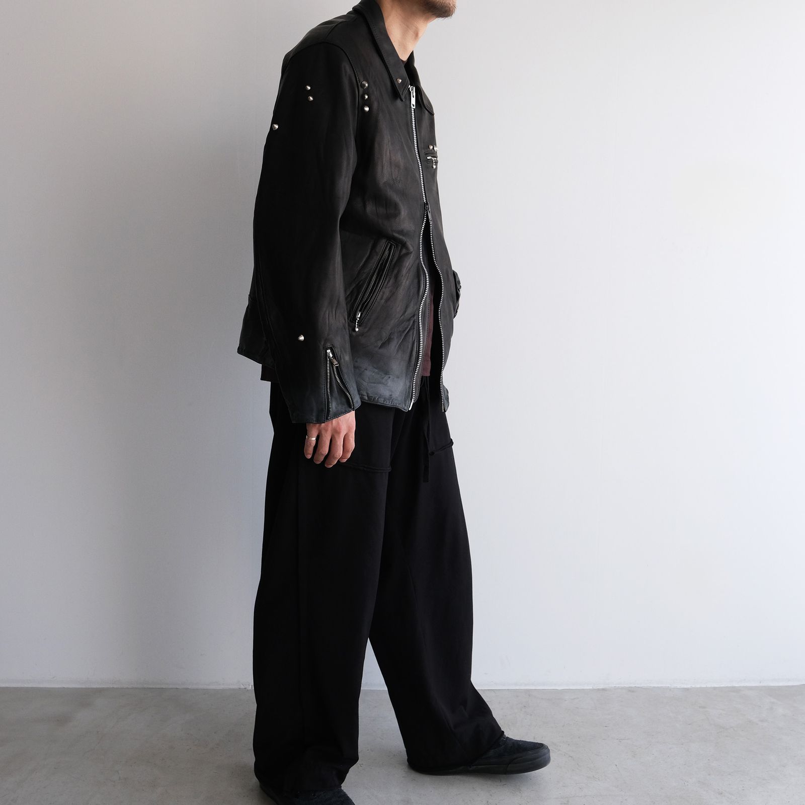 Hand Dyed Studded Riders Jacket -ライダースジャケット-（Black / ブラック）