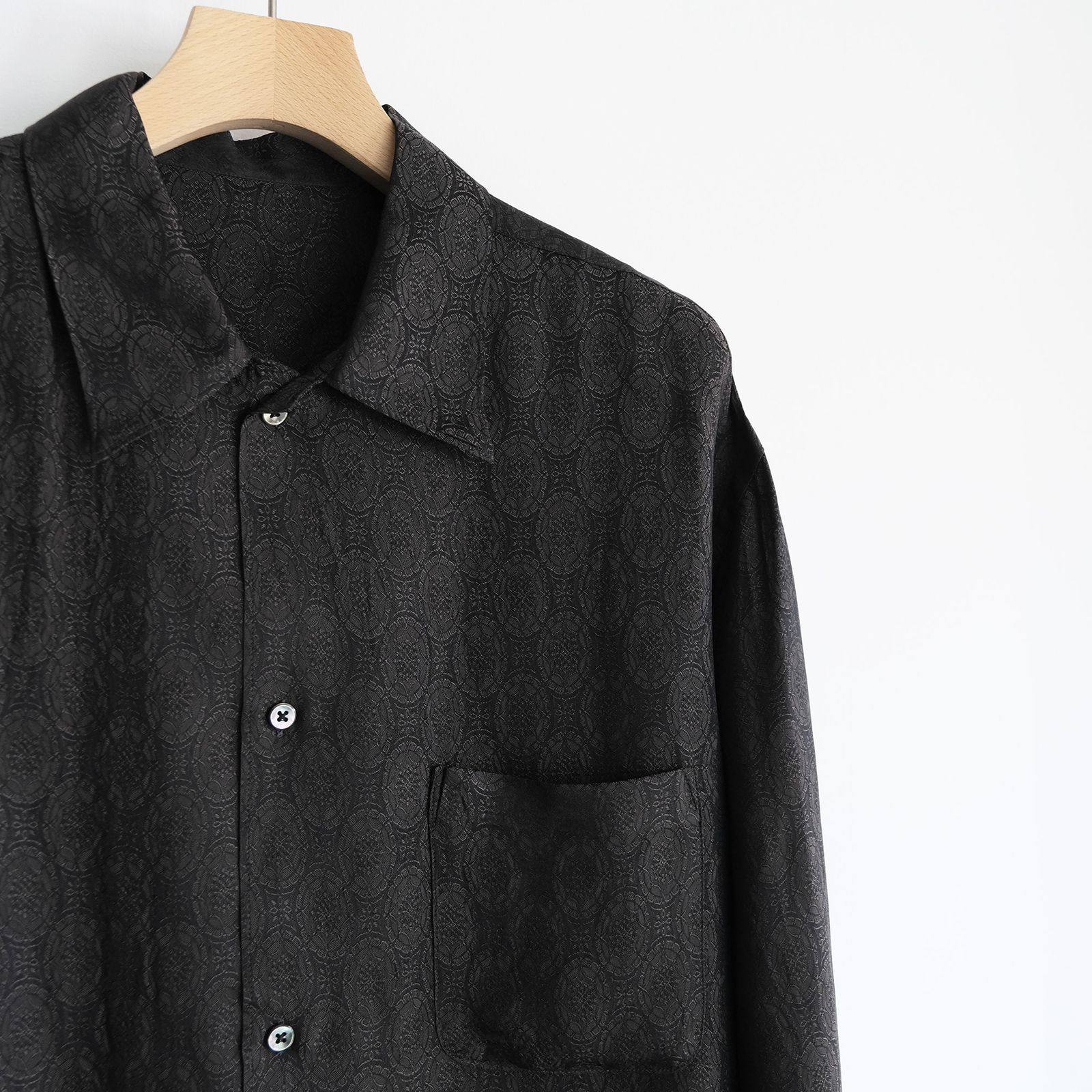 Cupro-Regular Collar L/S Shirts -シャツ-（Charcoal / チャコール）
